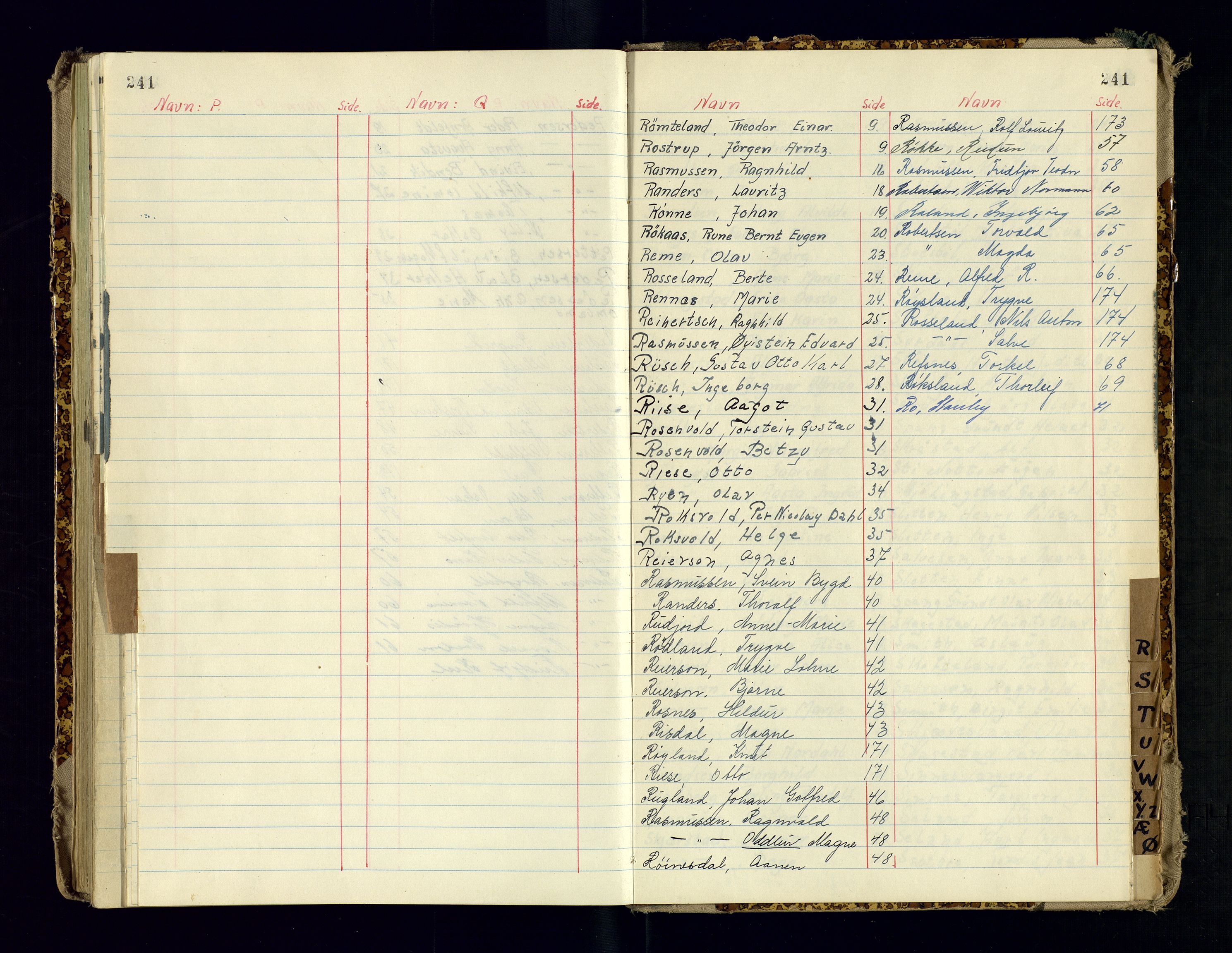 Vest-Agder politikammer, AV/SAK-1243-0008/K/Ka/L0088: Passprotokoll med register, 1946-1951, p. 241