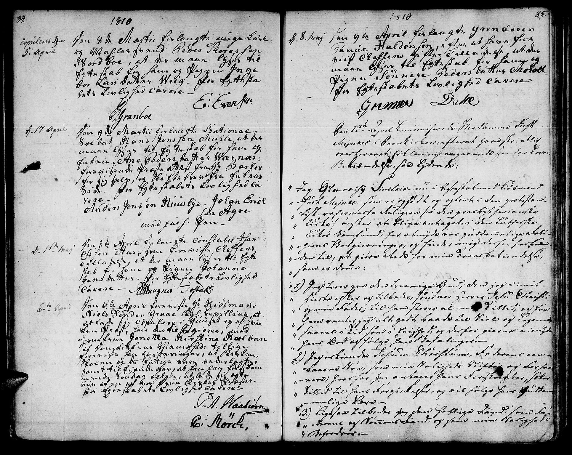 Ministerialprotokoller, klokkerbøker og fødselsregistre - Sør-Trøndelag, SAT/A-1456/601/L0042: Parish register (official) no. 601A10, 1802-1830, p. 84-85