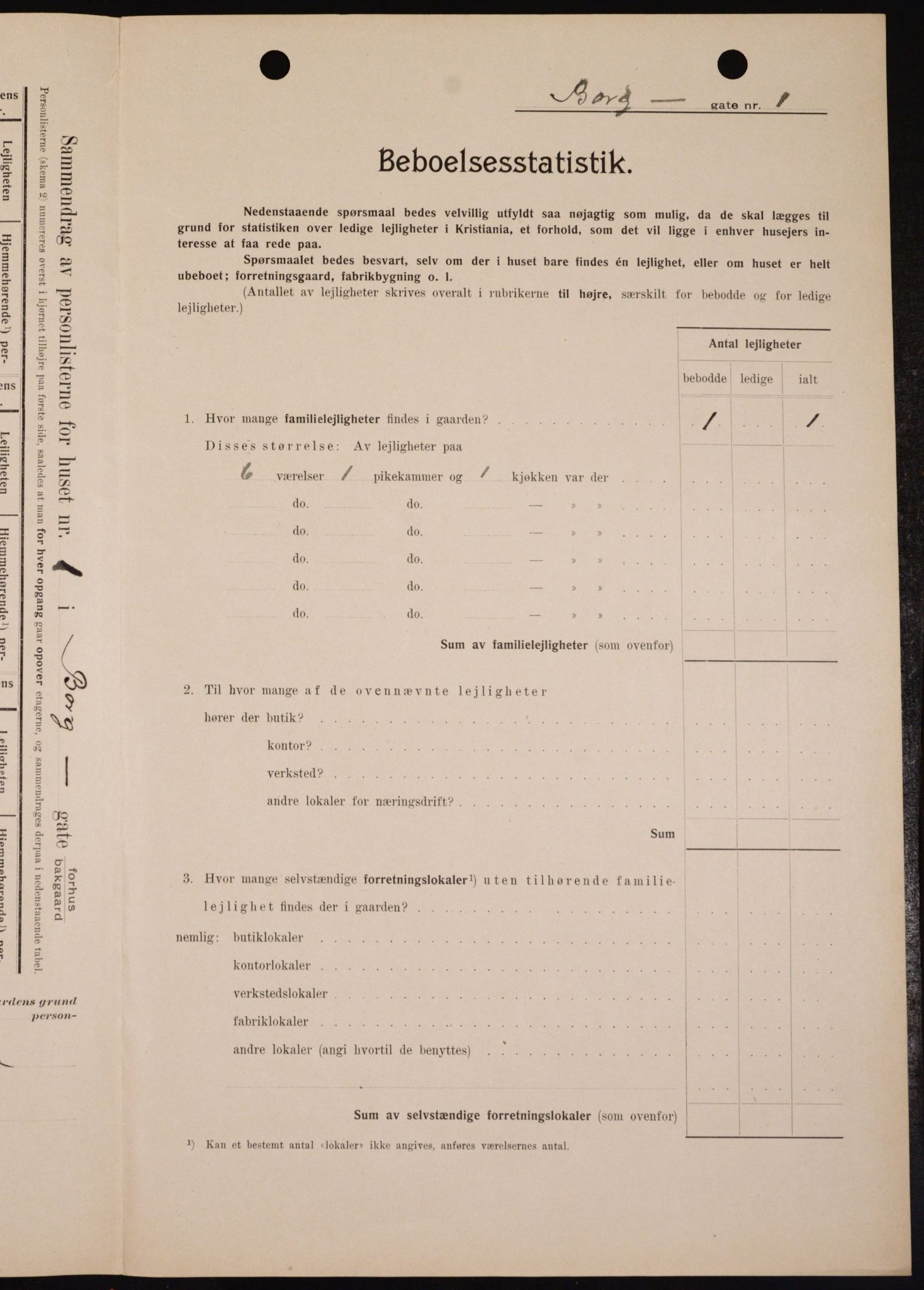 OBA, Municipal Census 1909 for Kristiania, 1909, p. 7208