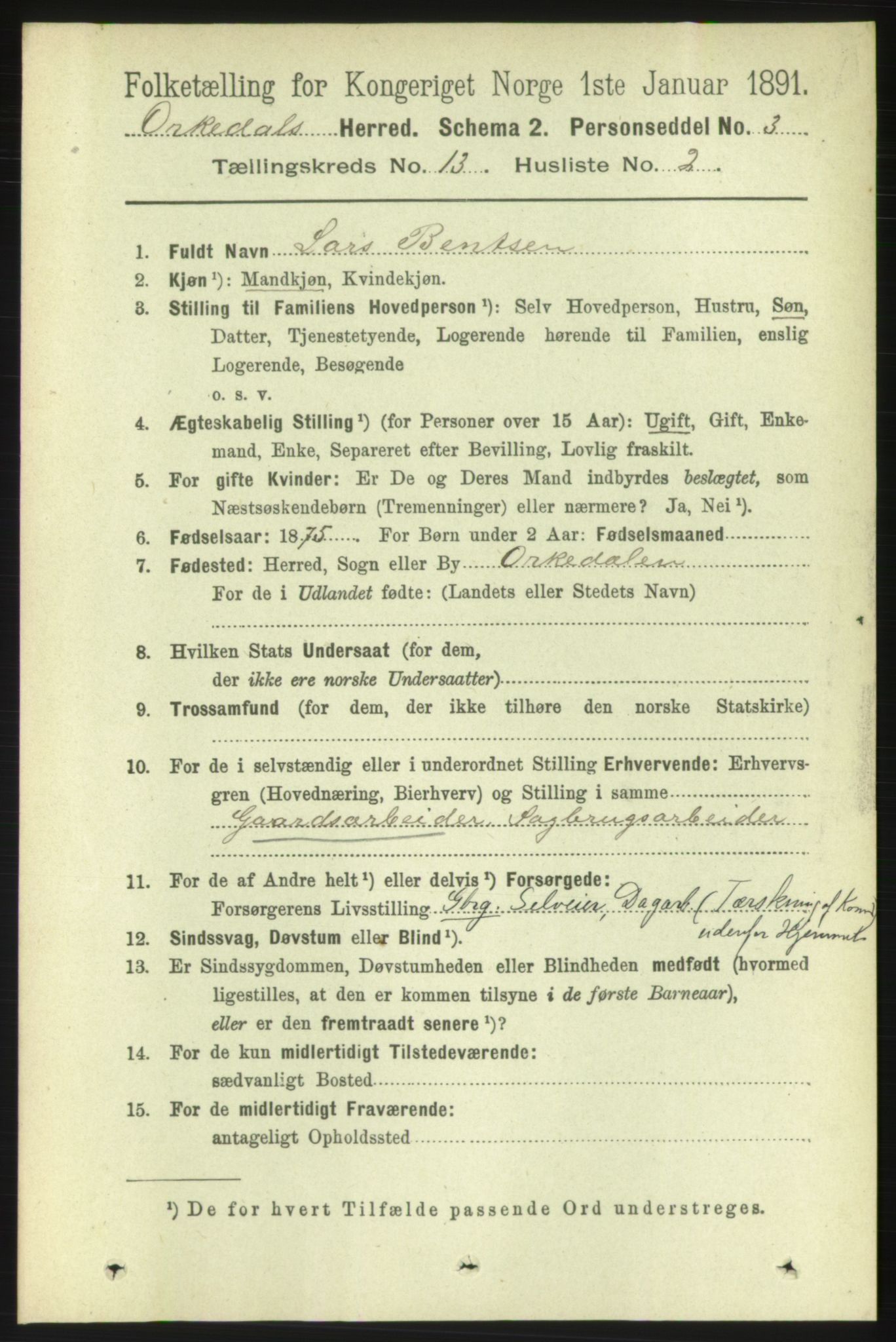 RA, 1891 census for 1638 Orkdal, 1891, p. 6021