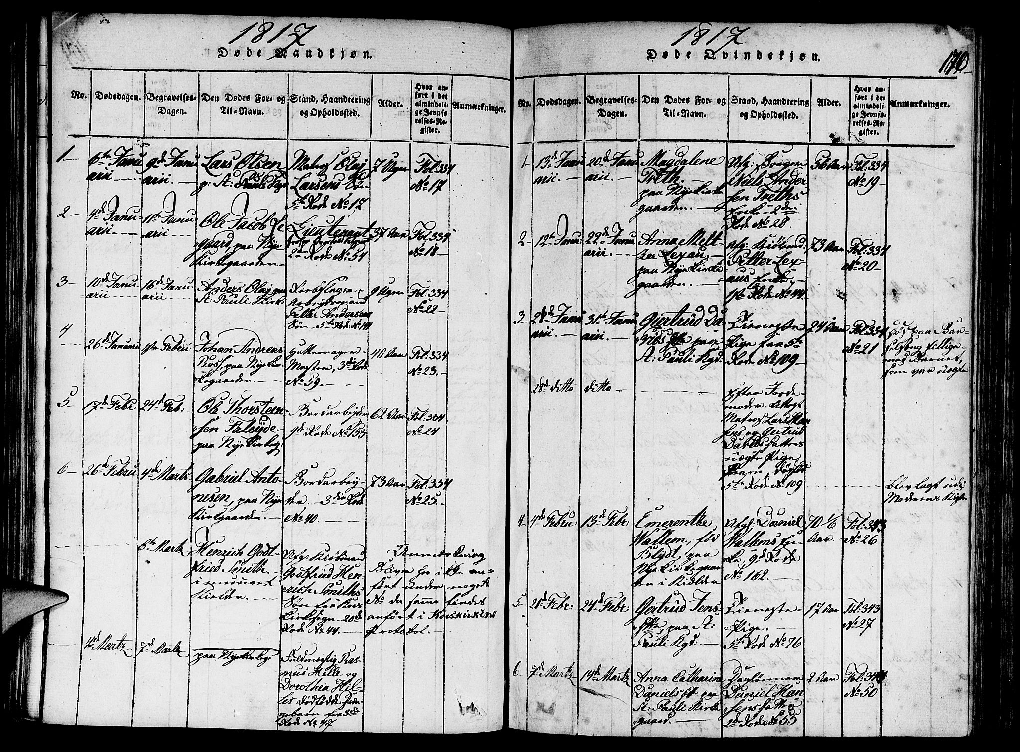 Nykirken Sokneprestembete, SAB/A-77101/H/Haa/L0011: Parish register (official) no. A 11, 1816-1821, p. 170