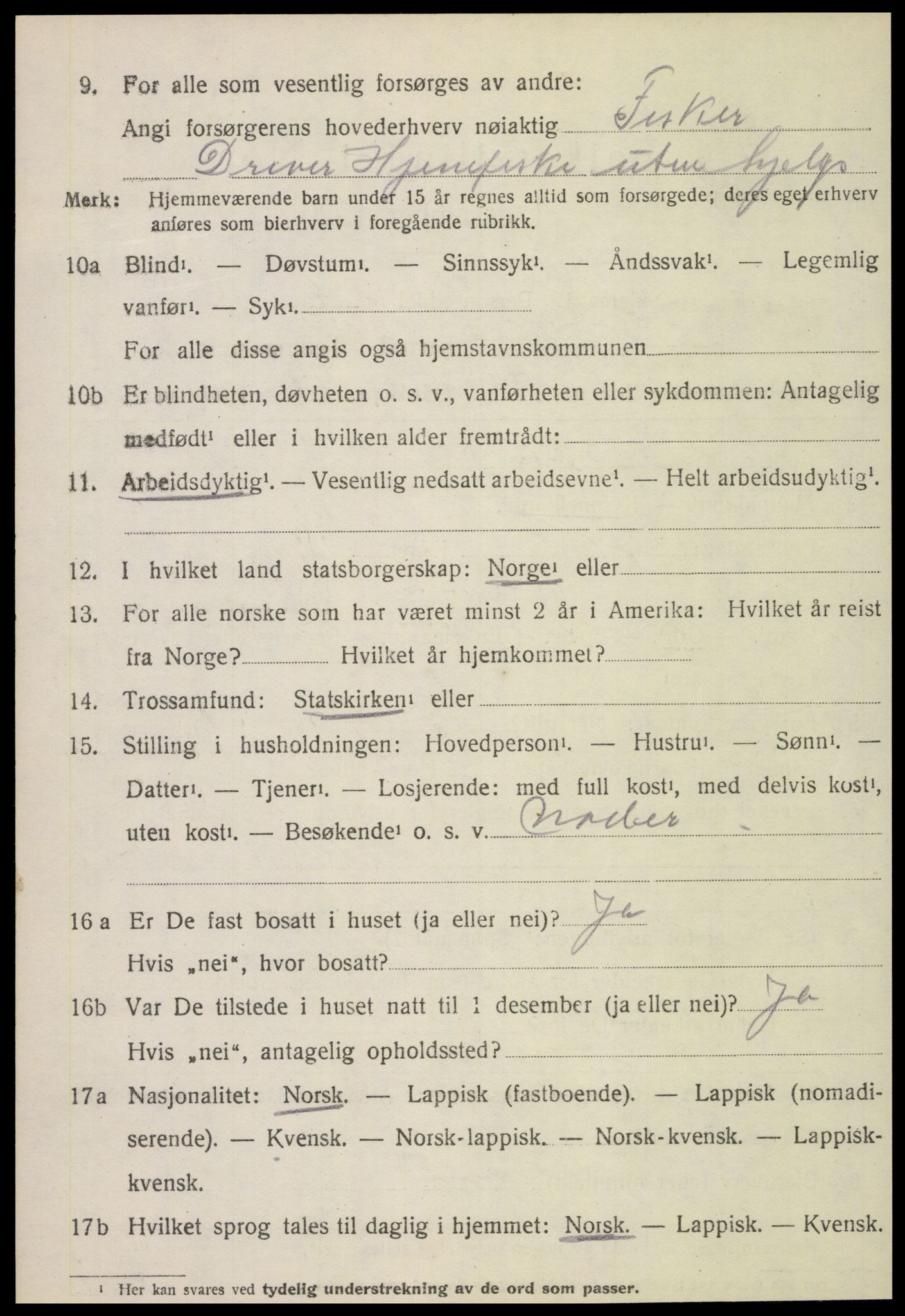 SAT, 1920 census for Vikna, 1920, p. 7302