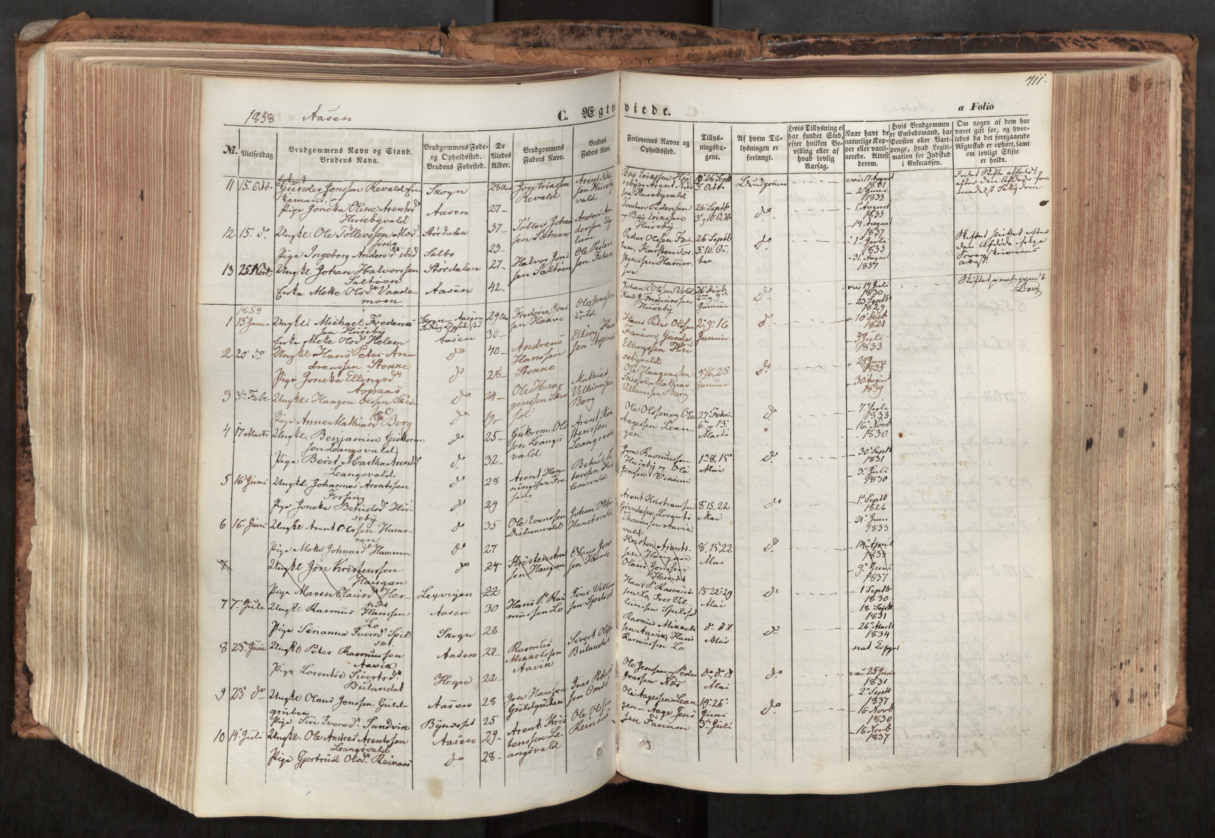 Ministerialprotokoller, klokkerbøker og fødselsregistre - Nord-Trøndelag, SAT/A-1458/713/L0116: Parish register (official) no. 713A07, 1850-1877, p. 411