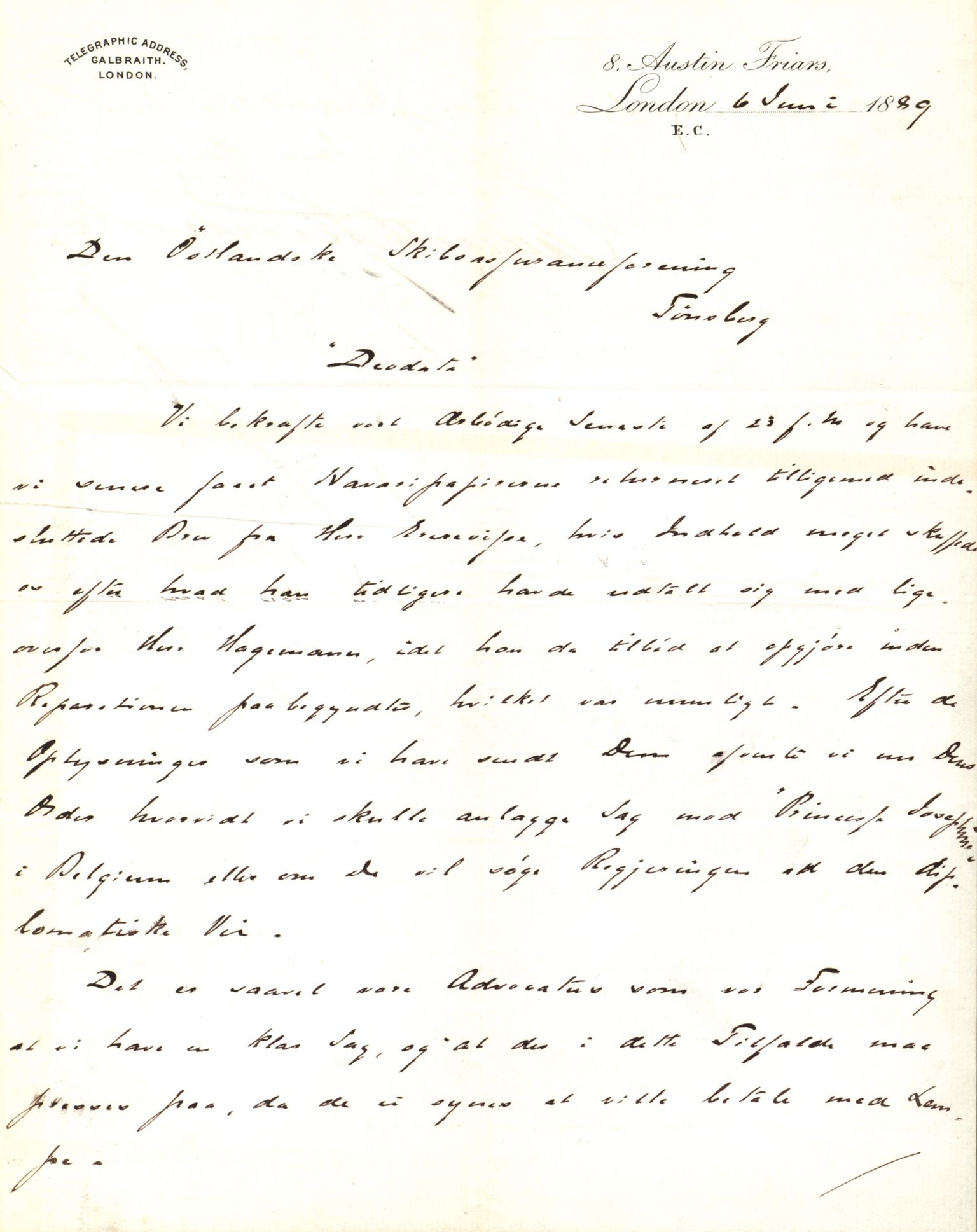 Pa 63 - Østlandske skibsassuranceforening, VEMU/A-1079/G/Ga/L0023/0010: Havaridokumenter / Johannes Rød, Deodata, Eidsvold, Bothnia, Brillant, 1889, p. 25