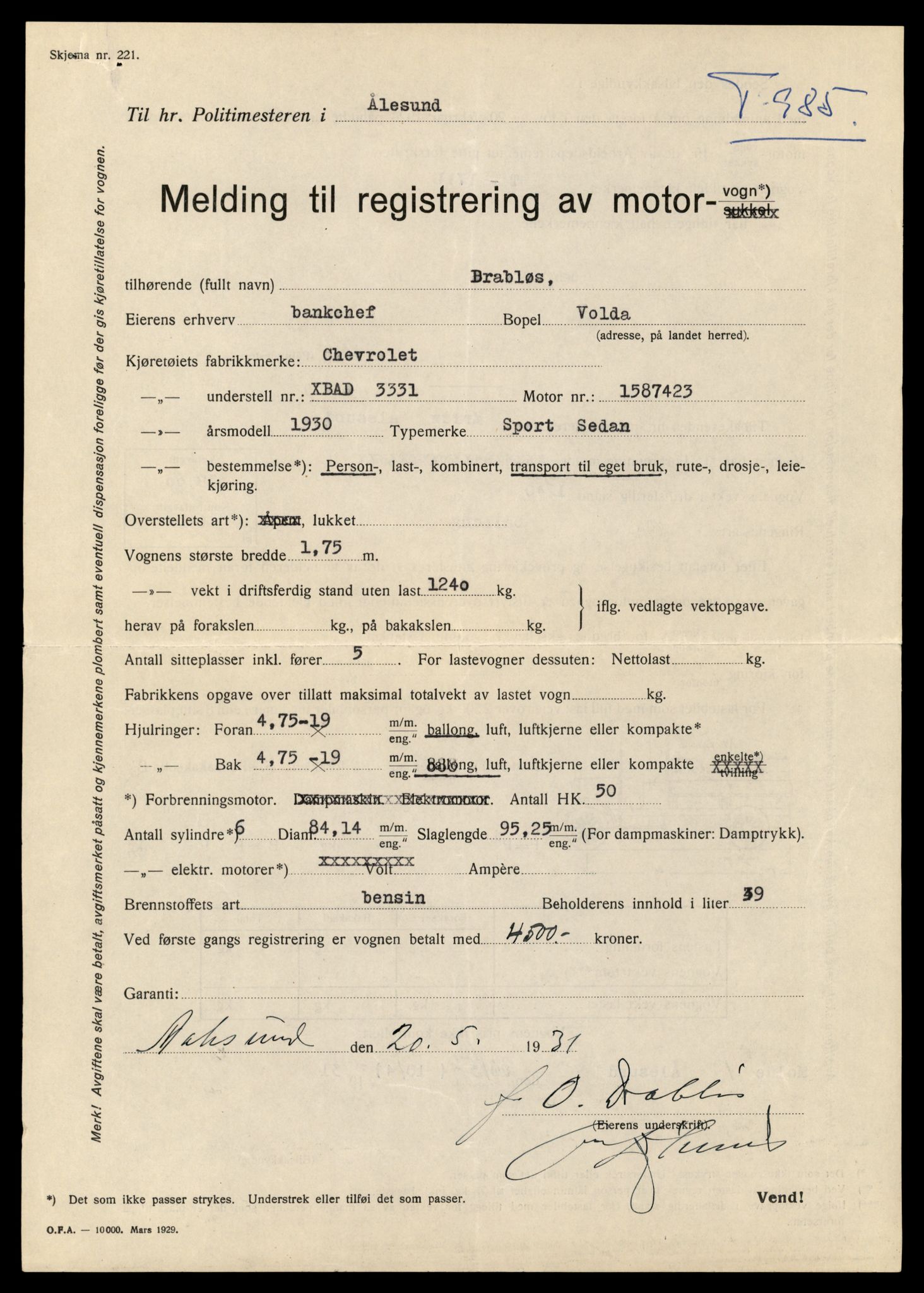 Møre og Romsdal vegkontor - Ålesund trafikkstasjon, AV/SAT-A-4099/F/Fe/L0023: Registreringskort for kjøretøy T 10695 - T 10809, 1927-1998, p. 3147