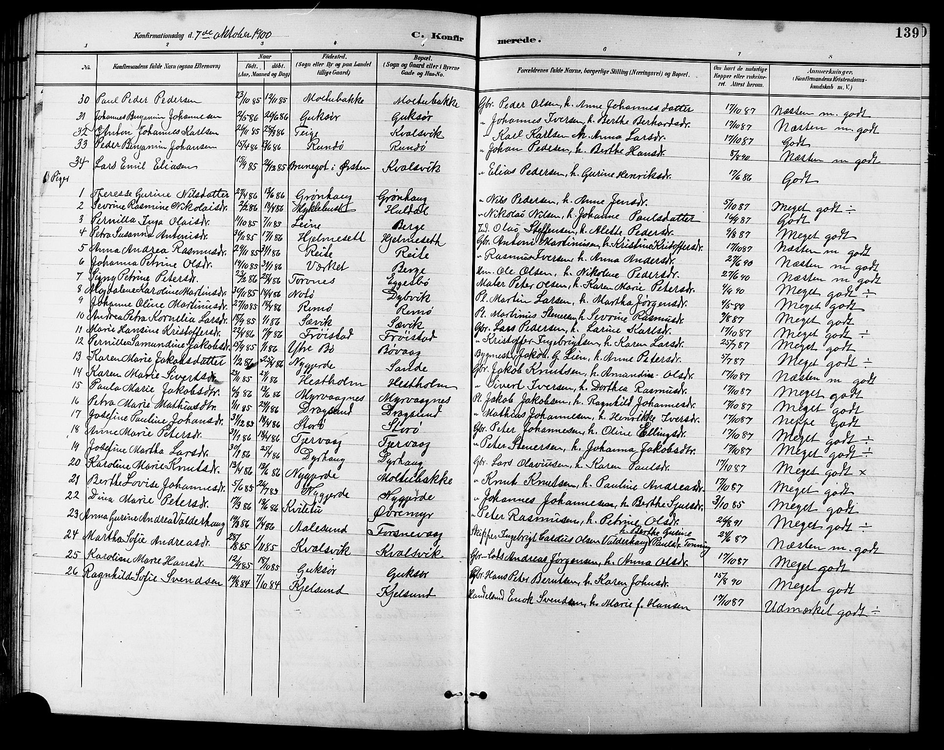 Ministerialprotokoller, klokkerbøker og fødselsregistre - Møre og Romsdal, AV/SAT-A-1454/507/L0082: Parish register (copy) no. 507C05, 1896-1914, p. 139