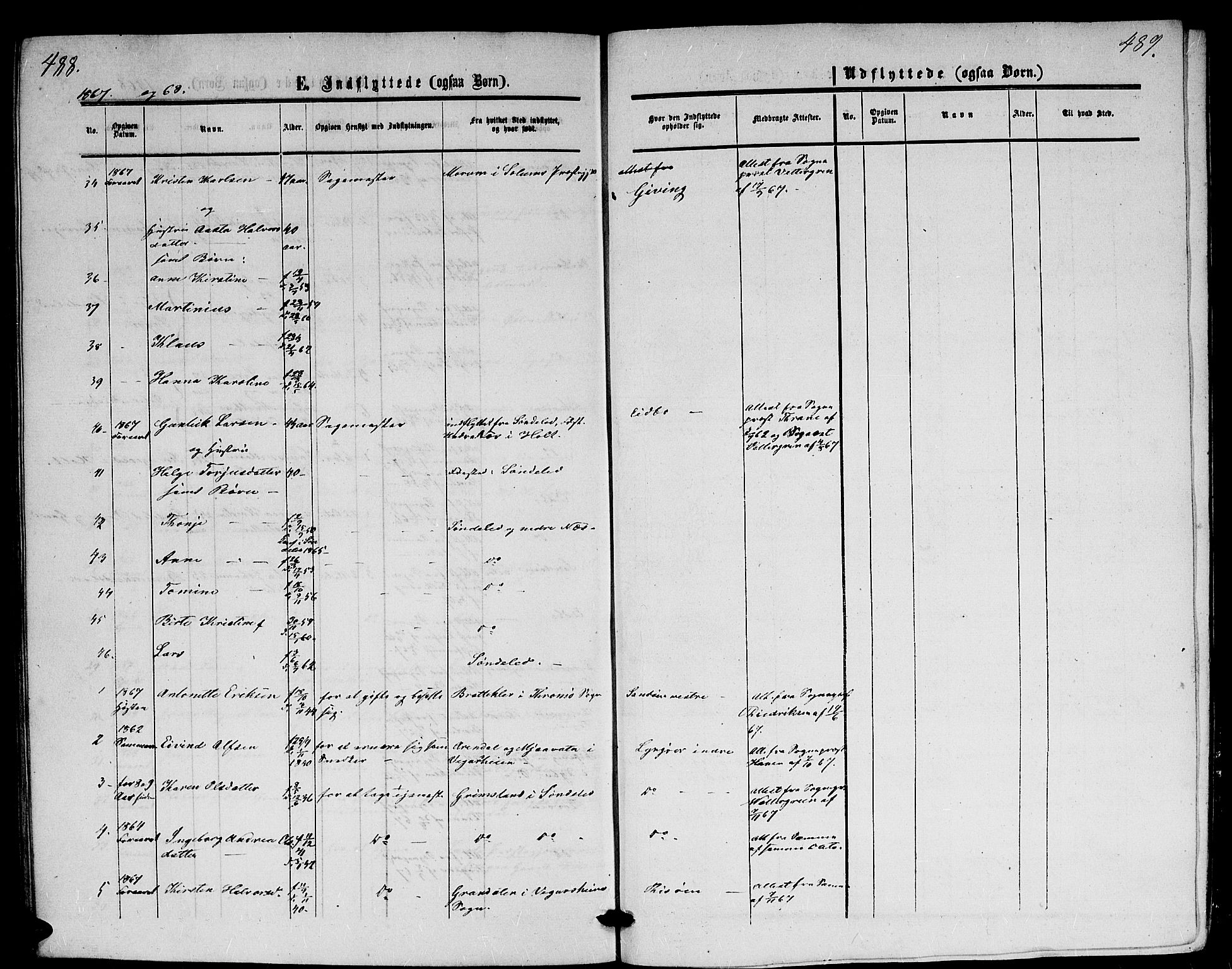 Dypvåg sokneprestkontor, AV/SAK-1111-0007/F/Fb/Fba/L0011: Parish register (copy) no. B 11, 1857-1872, p. 488-489