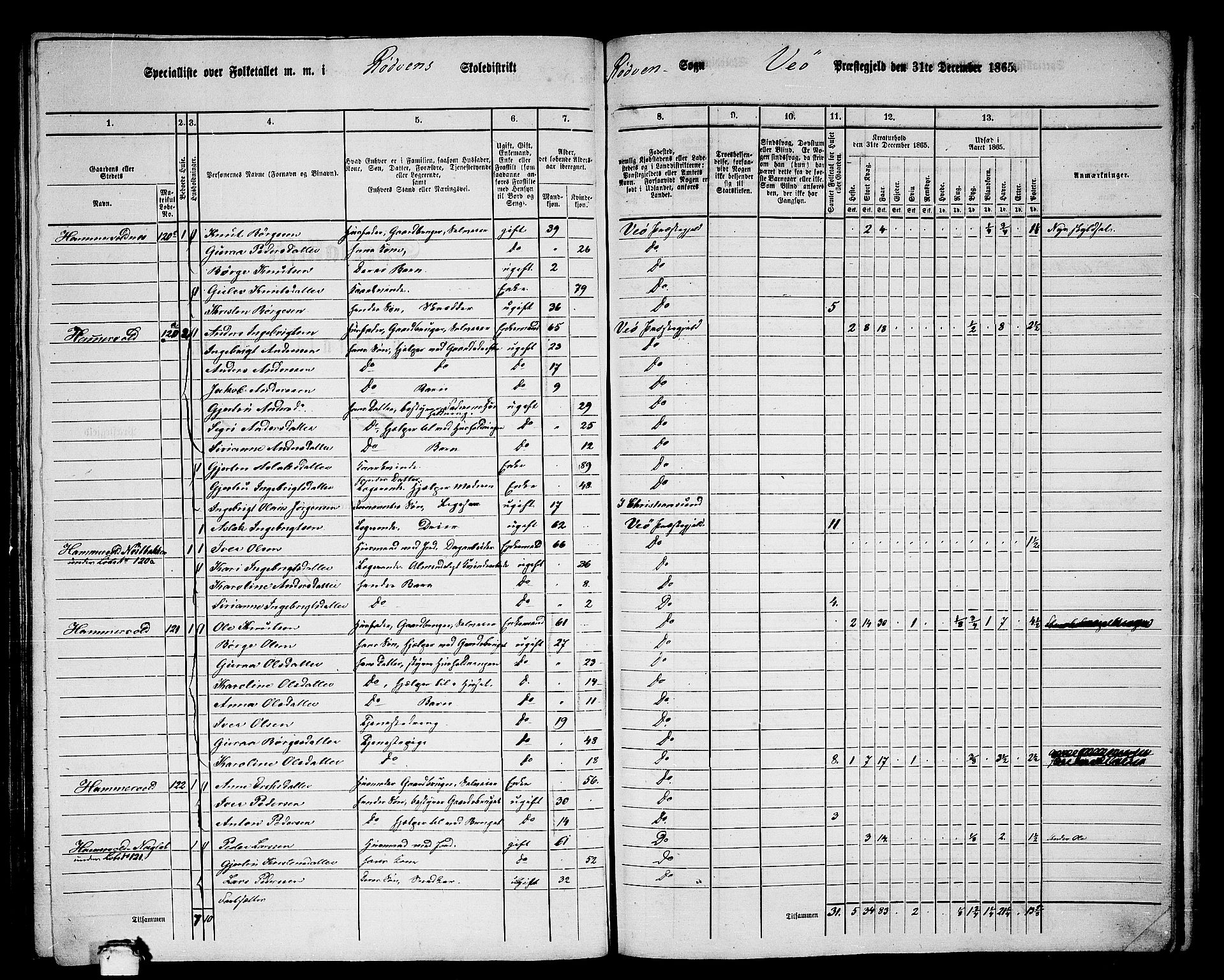 RA, 1865 census for Veøy, 1865, p. 59