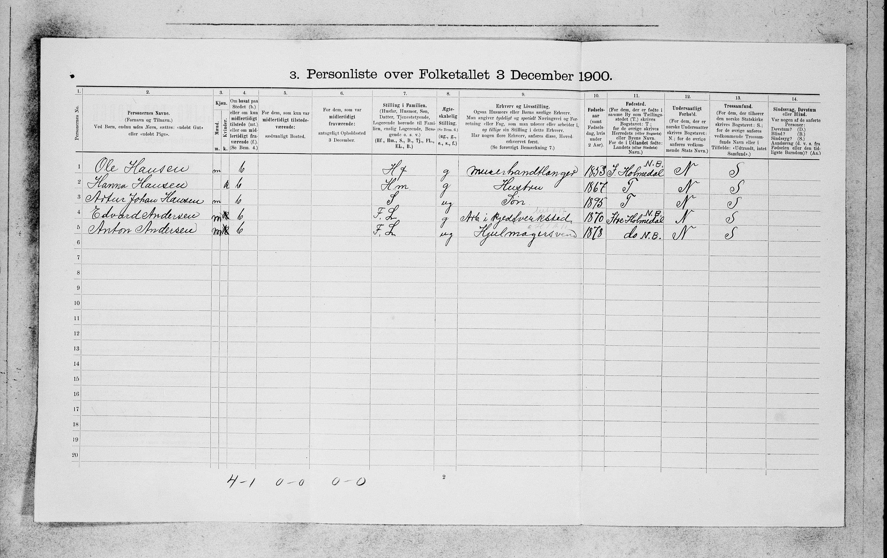 SAB, 1900 census for Bergen, 1900, p. 10603