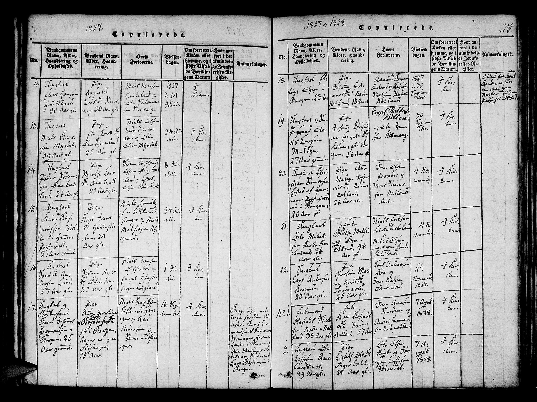 Fana Sokneprestembete, SAB/A-75101/H/Haa/Haaa/L0007: Parish register (official) no. A 7, 1816-1828, p. 206