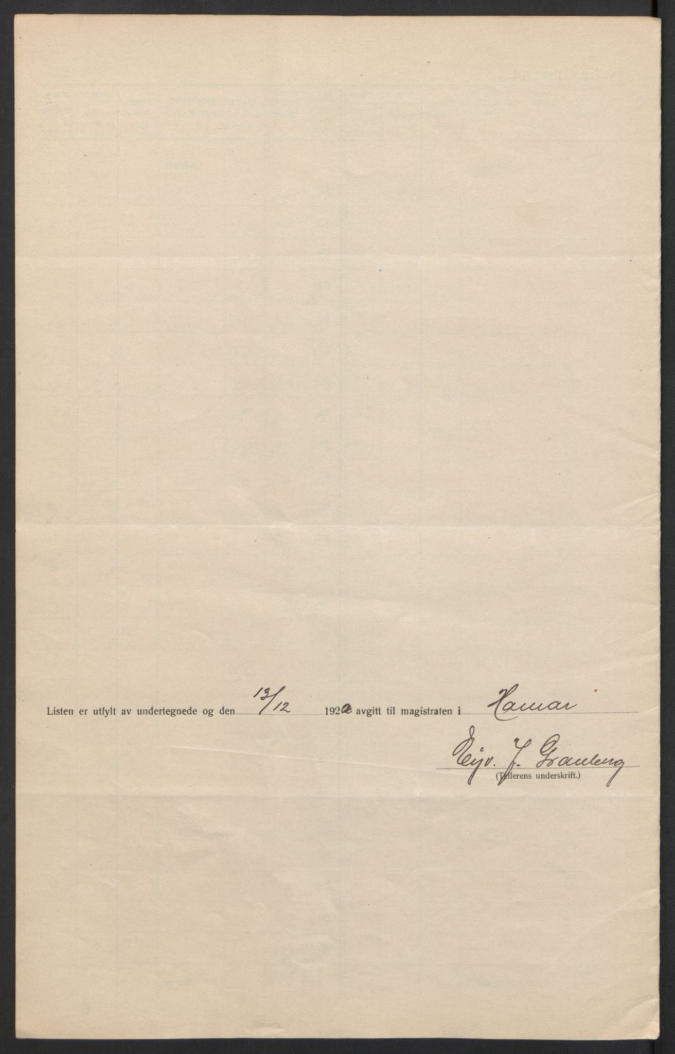 SAH, 1920 census for Hamar, 1920, p. 17