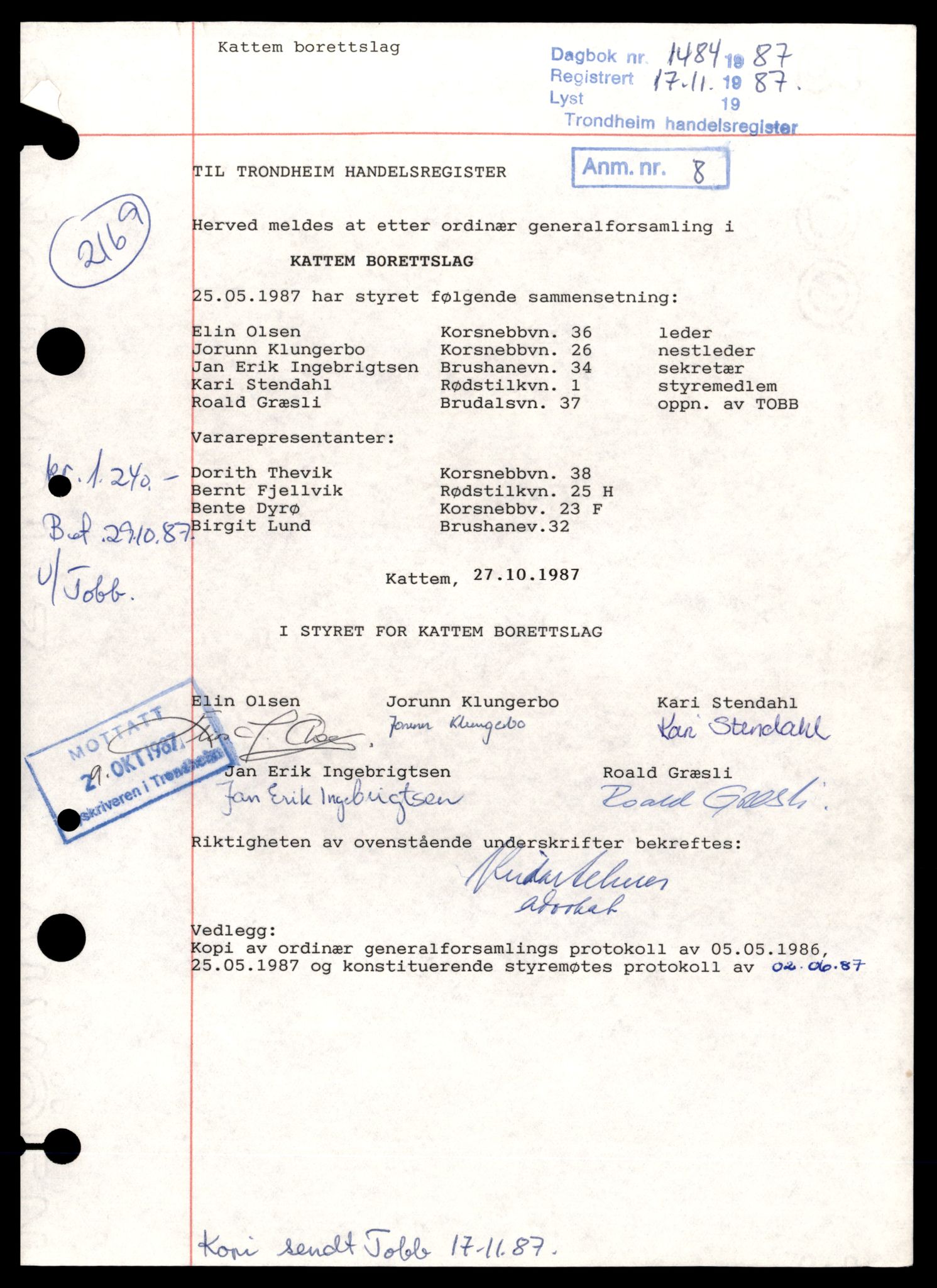 Trondheim byfogd, AV/SAT-A-0003/2/J/Jd/Jdd/L0069: Borettslag, K-Rin, 1944-1990, p. 17