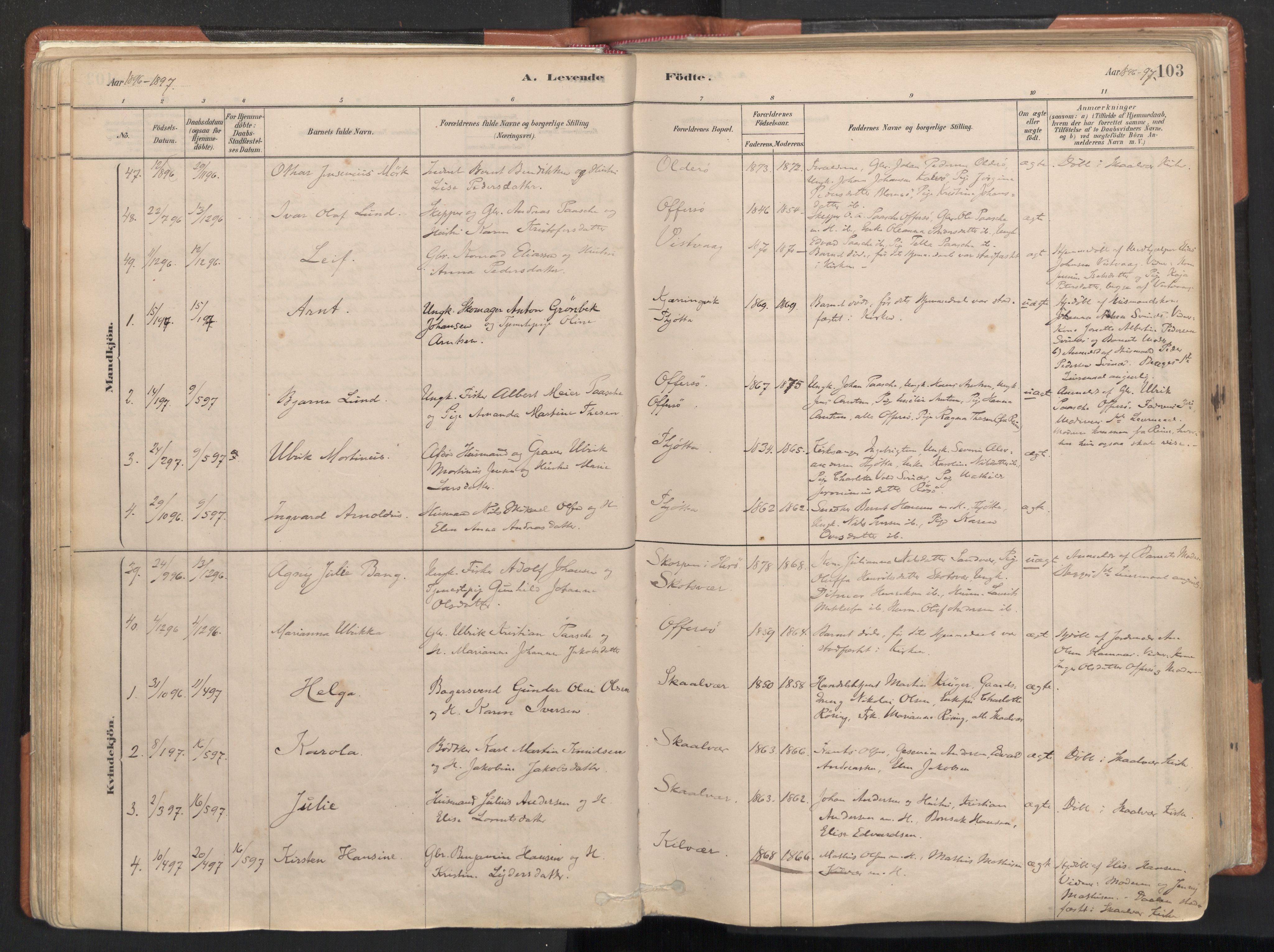 Ministerialprotokoller, klokkerbøker og fødselsregistre - Nordland, SAT/A-1459/817/L0264: Parish register (official) no. 817A04, 1878-1907, p. 103