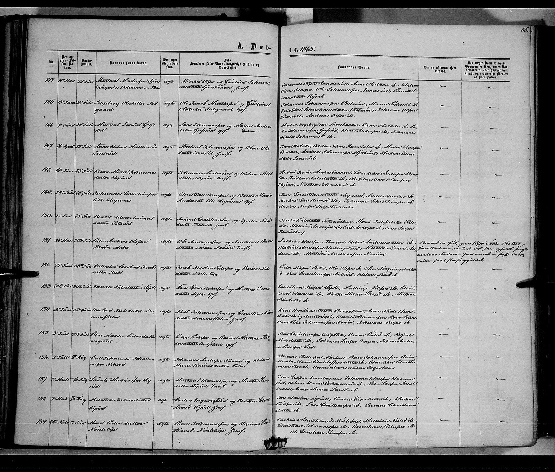 Vestre Toten prestekontor, SAH/PREST-108/H/Ha/Haa/L0007: Parish register (official) no. 7, 1862-1869, p. 55