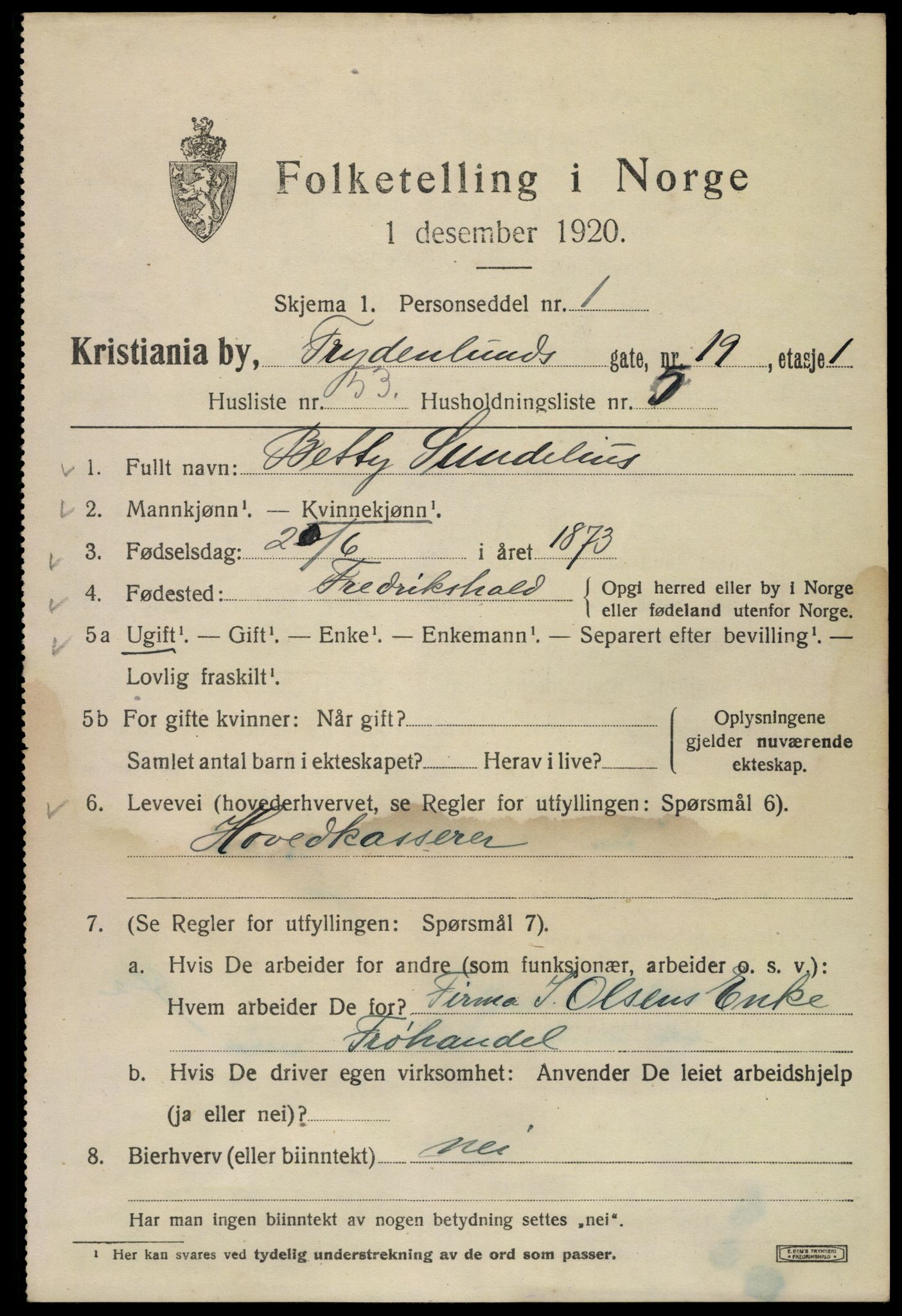 SAO, 1920 census for Kristiania, 1920, p. 245247