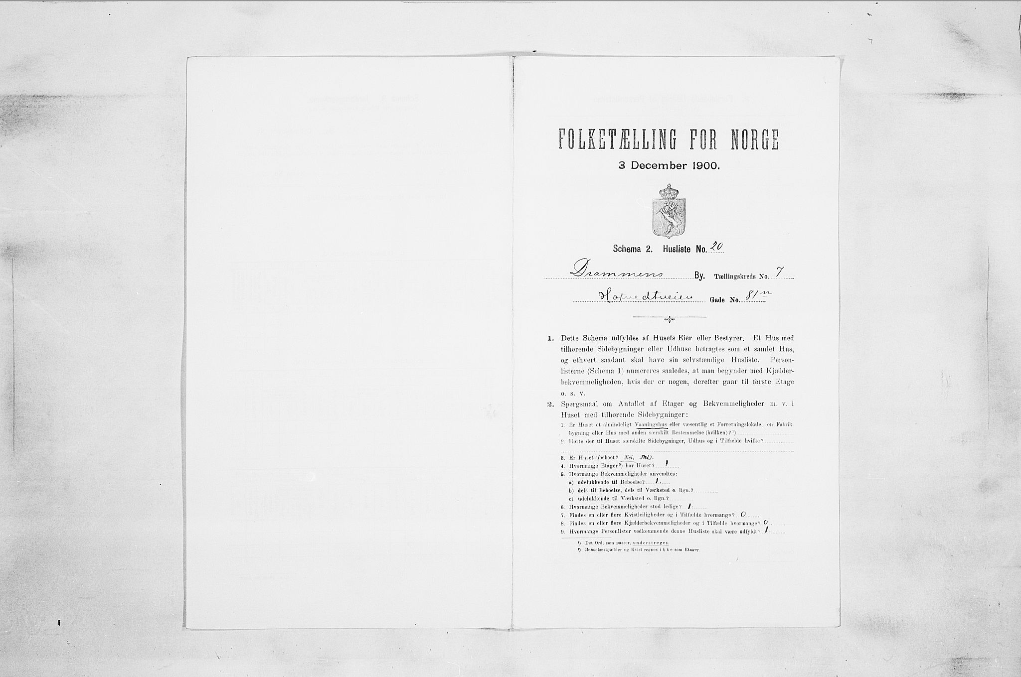 RA, 1900 census for Drammen, 1900, p. 1318