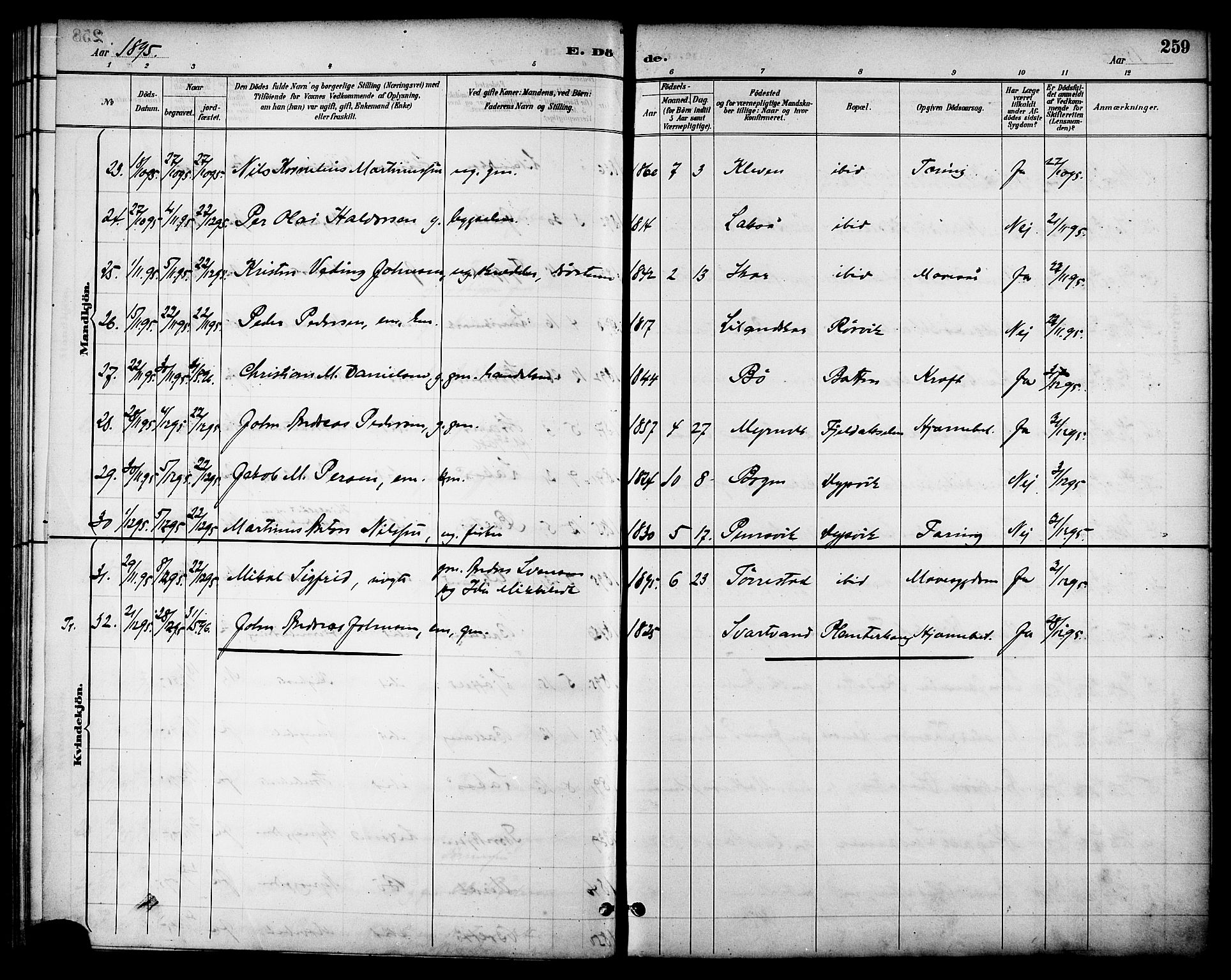 Ministerialprotokoller, klokkerbøker og fødselsregistre - Nordland, AV/SAT-A-1459/863/L0898: Parish register (official) no. 863A10, 1886-1897, p. 259