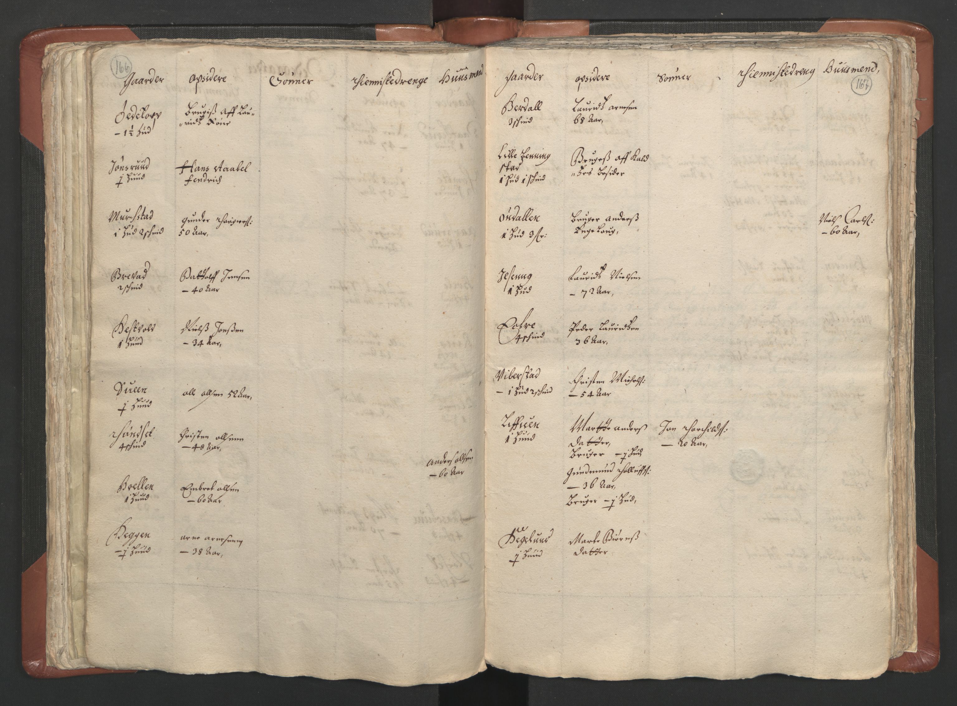 RA, Vicar's Census 1664-1666, no. 5: Hedmark deanery, 1664-1666, p. 166-167