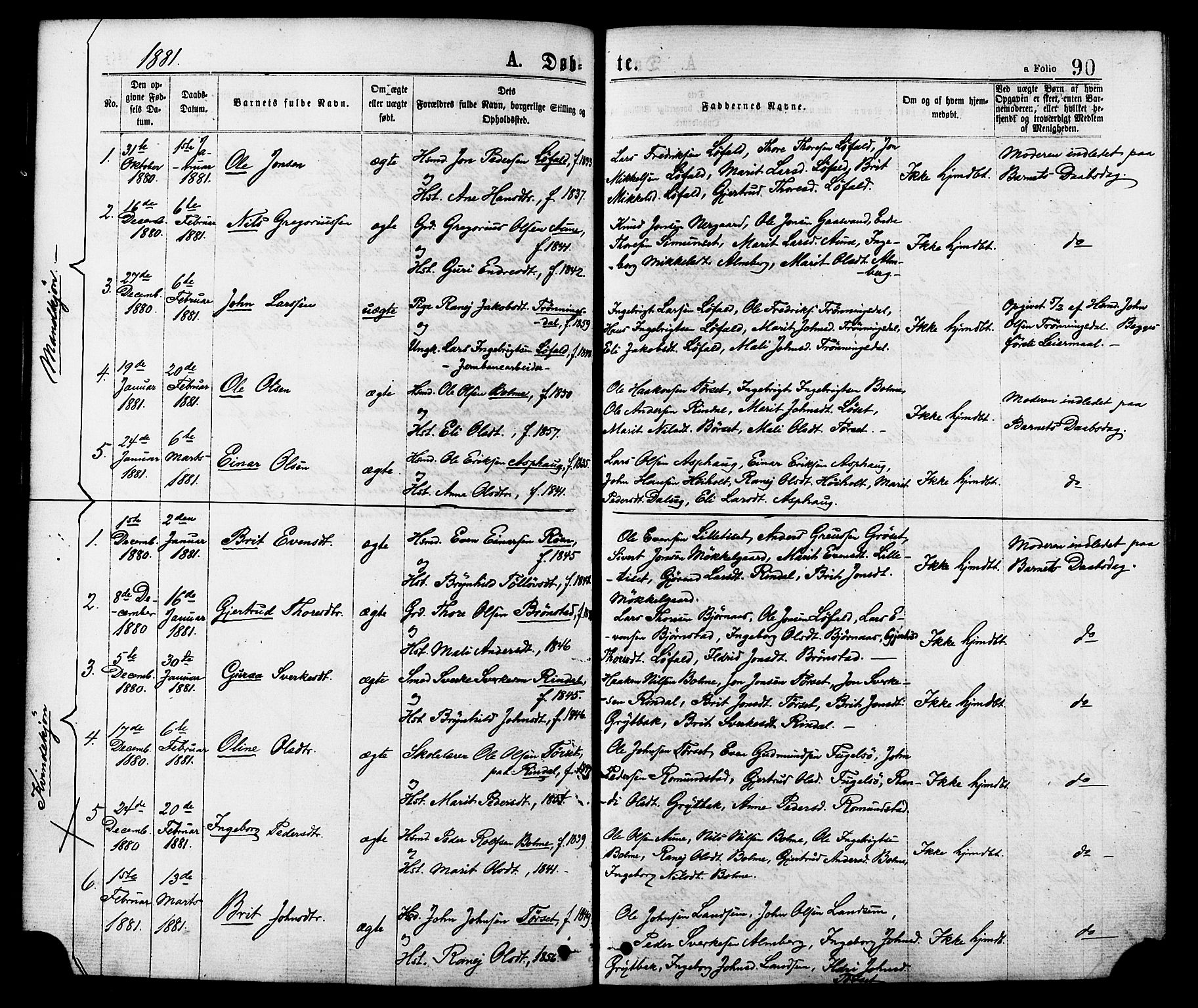 Ministerialprotokoller, klokkerbøker og fødselsregistre - Møre og Romsdal, AV/SAT-A-1454/598/L1068: Parish register (official) no. 598A02, 1872-1881, p. 90