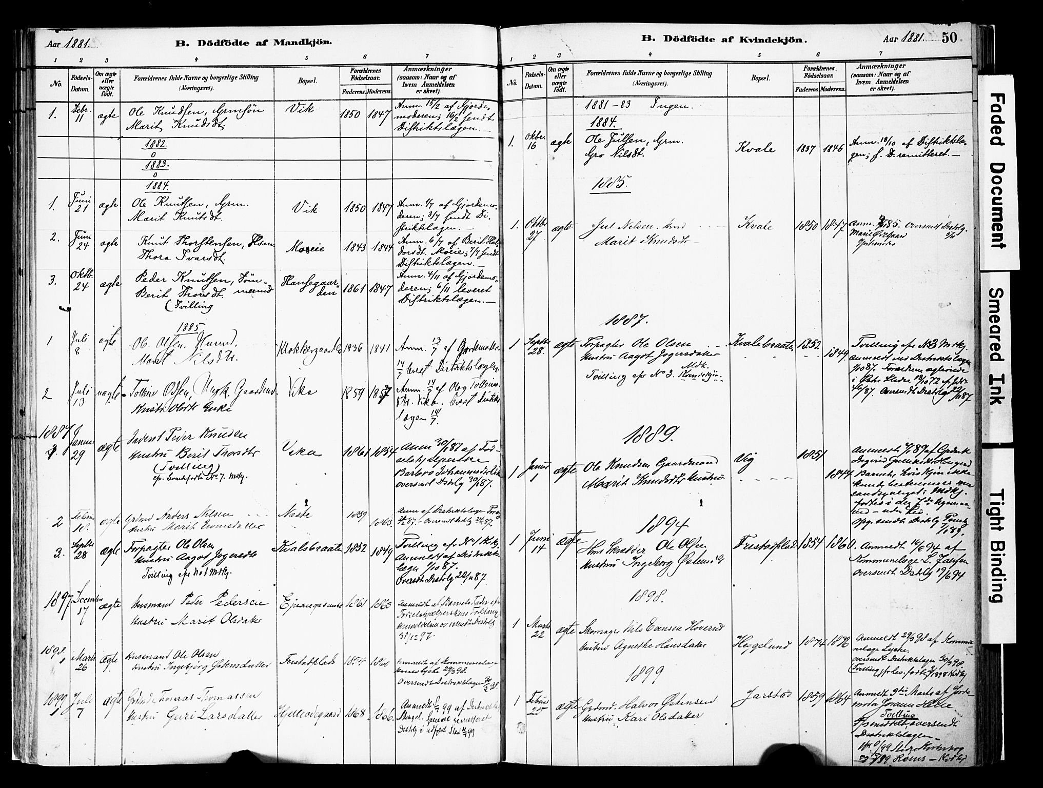 Vestre Slidre prestekontor, SAH/PREST-136/H/Ha/Haa/L0004: Parish register (official) no. 4, 1881-1911, p. 50