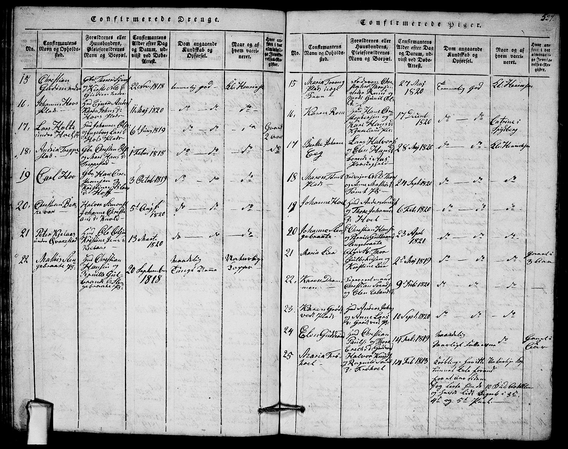 Askim prestekontor Kirkebøker, SAO/A-10900/G/Ga/L0001: Parish register (copy) no. 1, 1817-1846, p. 526-527