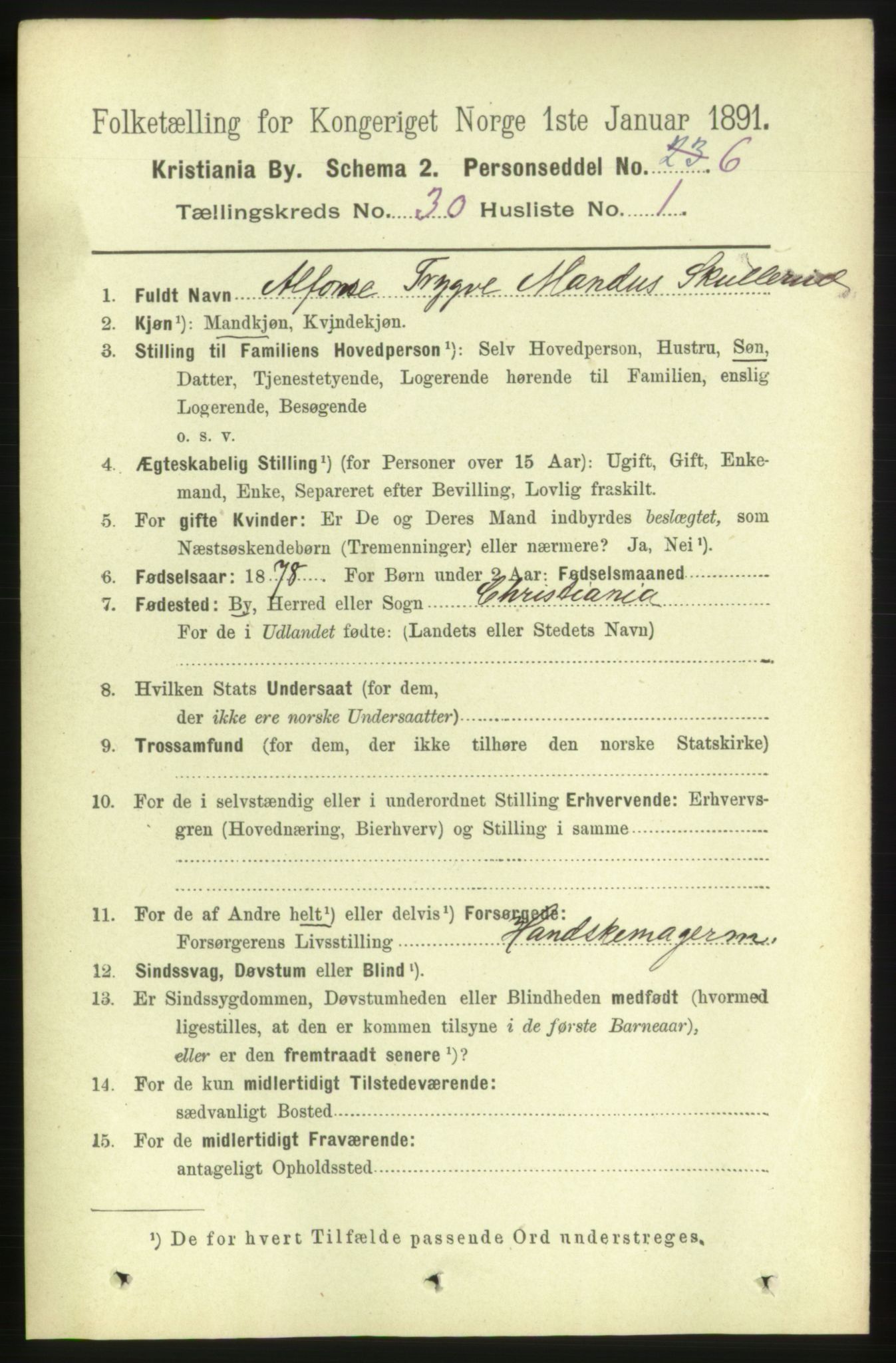 RA, 1891 census for 0301 Kristiania, 1891, p. 15567