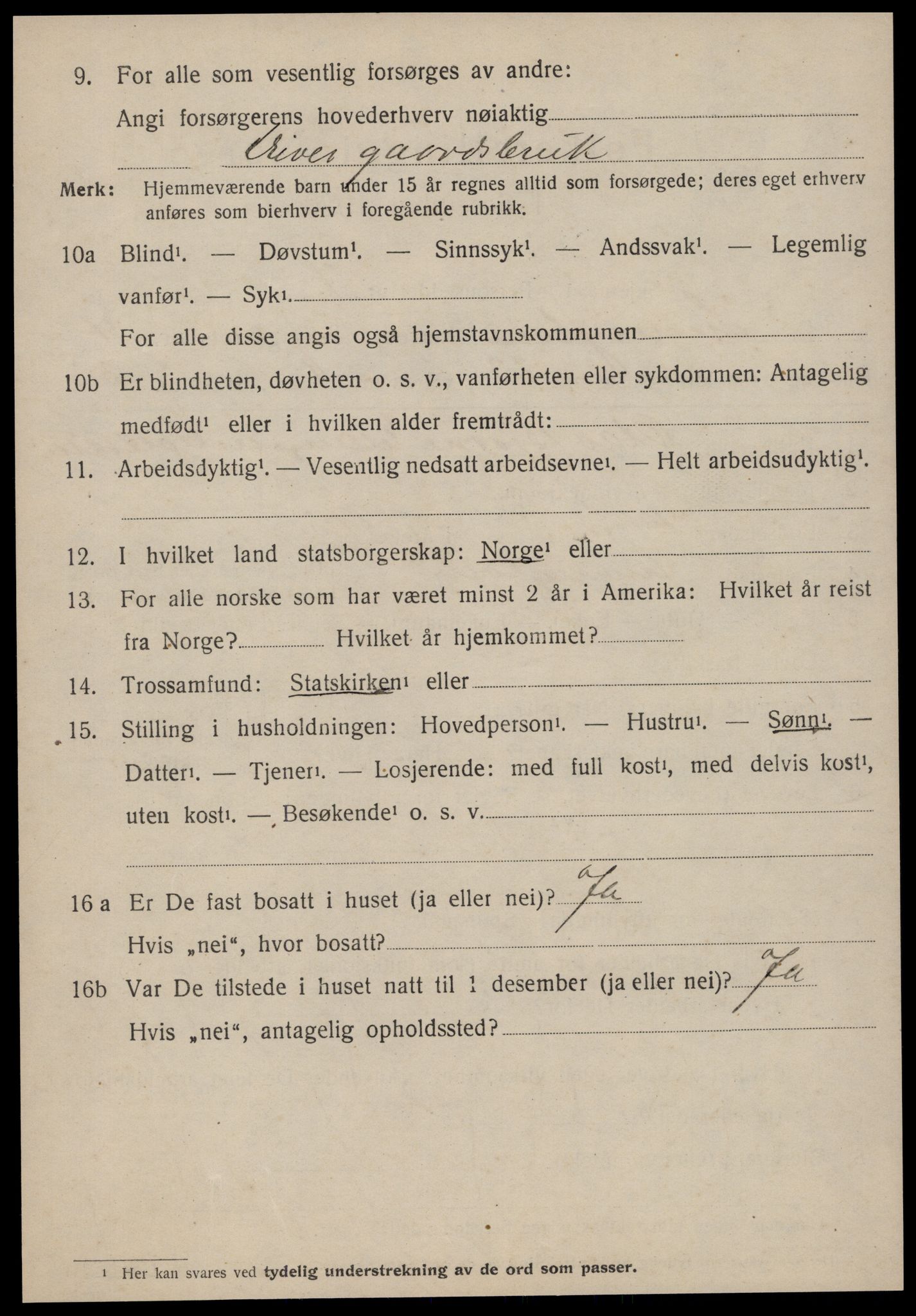 SAT, 1920 census for Sunnylven, 1920, p. 2153