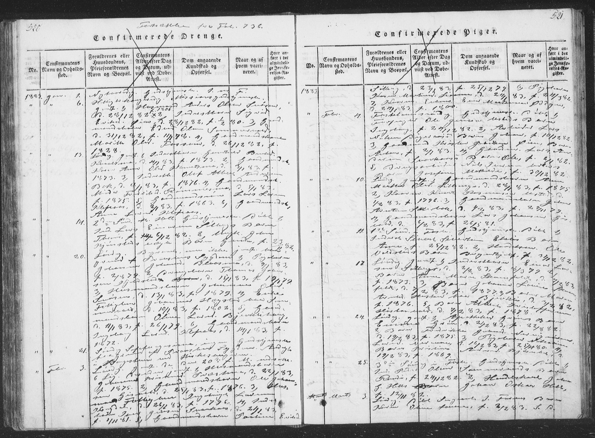 Ministerialprotokoller, klokkerbøker og fødselsregistre - Sør-Trøndelag, SAT/A-1456/668/L0816: Parish register (copy) no. 668C05, 1816-1893, p. 520-521