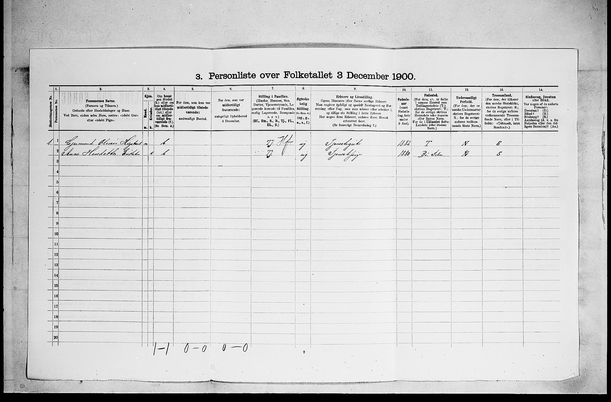 SAKO, 1900 census for Lunde, 1900, p. 164