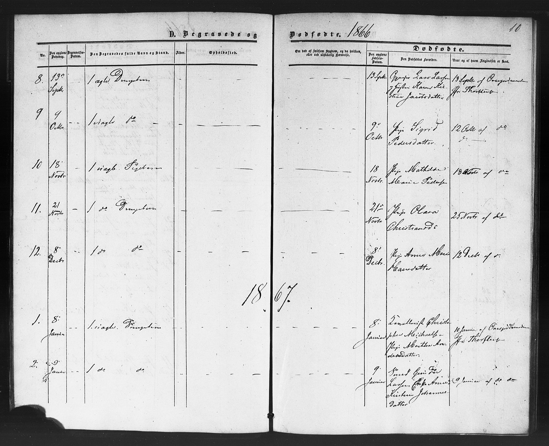 Rikshospitalet prestekontor Kirkebøker, AV/SAO-A-10309b/F/L0005: Parish register (official) no. 5, 1859-1887, p. 10