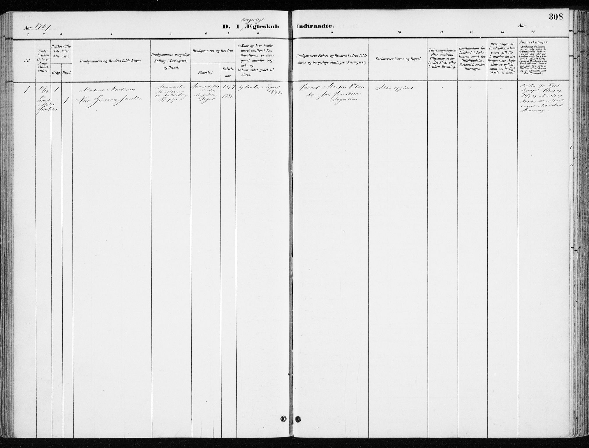 Løten prestekontor, SAH/PREST-022/K/Ka/L0010: Parish register (official) no. 10, 1892-1907, p. 308