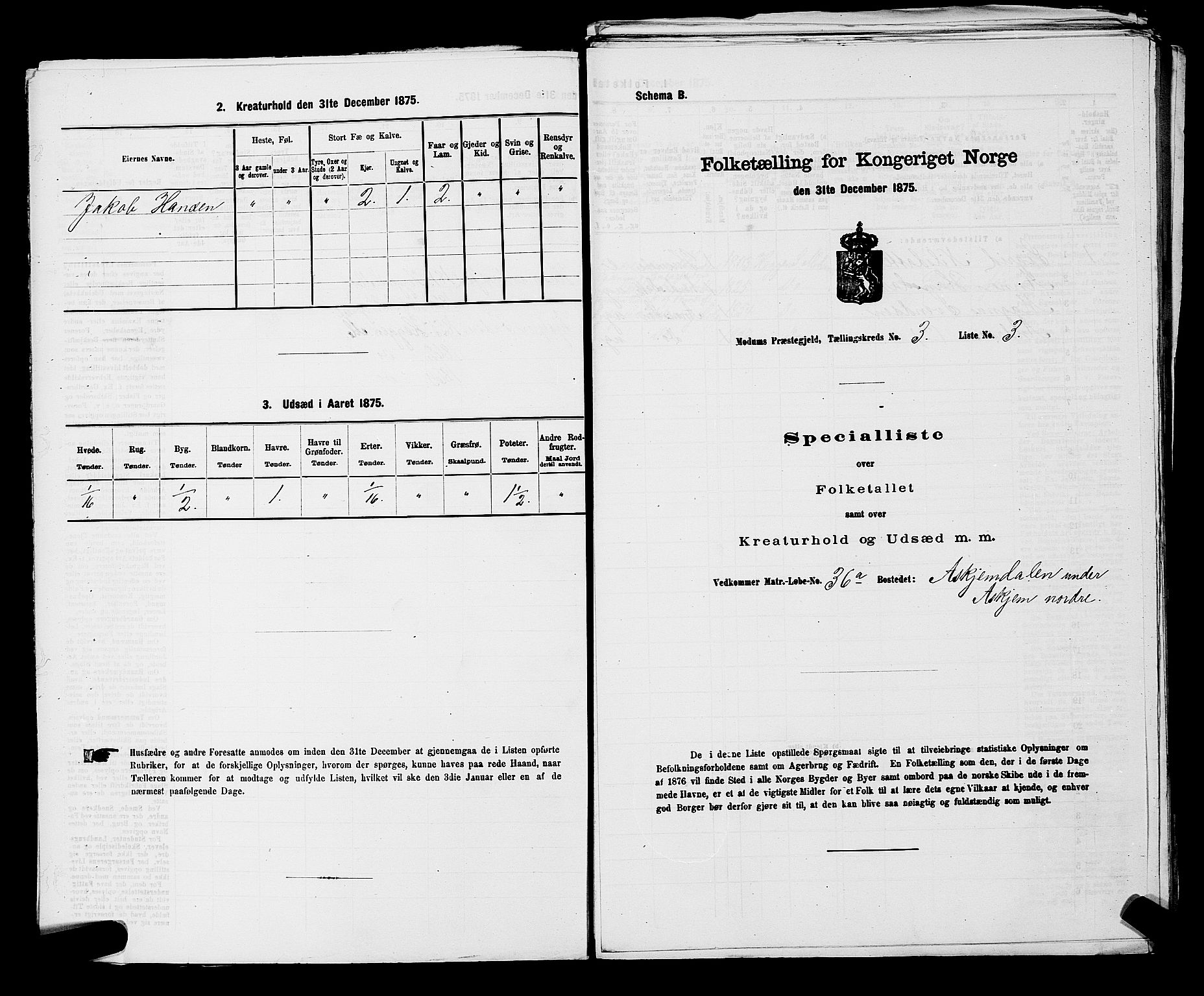 SAKO, 1875 census for 0623P Modum, 1875, p. 314