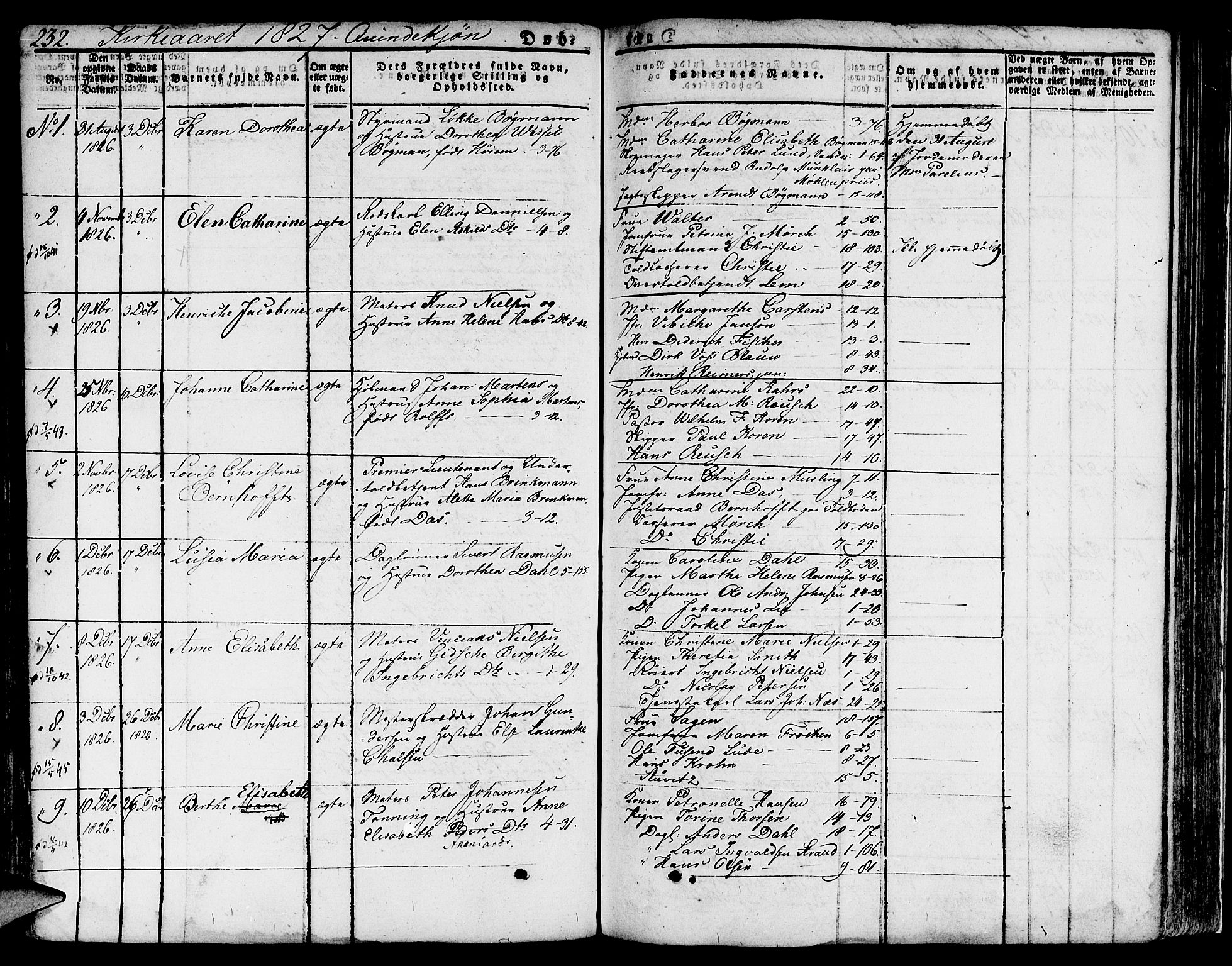 Nykirken Sokneprestembete, SAB/A-77101/H/Hab: Parish register (copy) no. A 5I, 1821-1841, p. 232
