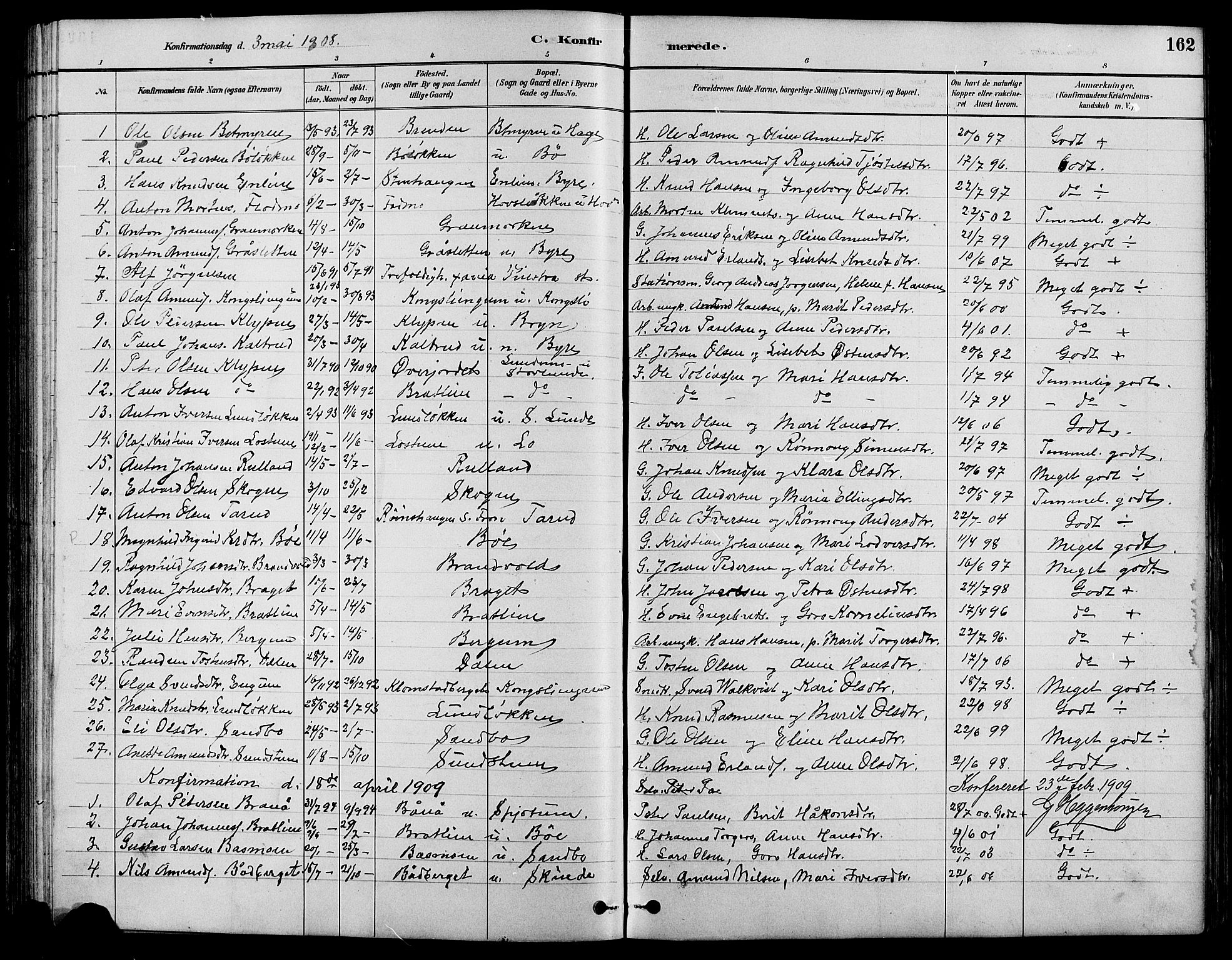 Nord-Fron prestekontor, SAH/PREST-080/H/Ha/Hab/L0004: Parish register (copy) no. 4, 1884-1914, p. 162