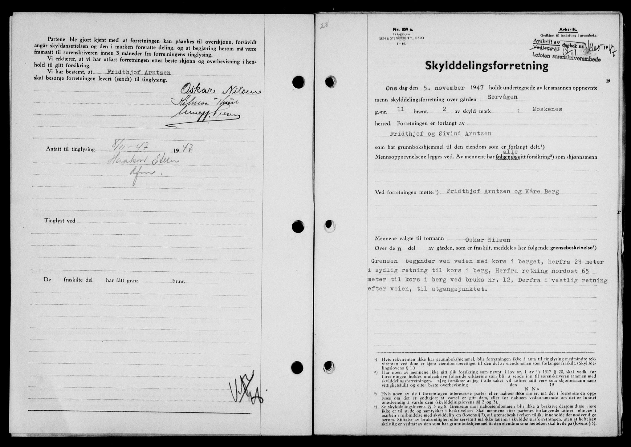 Lofoten sorenskriveri, SAT/A-0017/1/2/2C/L0017a: Mortgage book no. 17a, 1947-1948, Diary no: : 1900/1947
