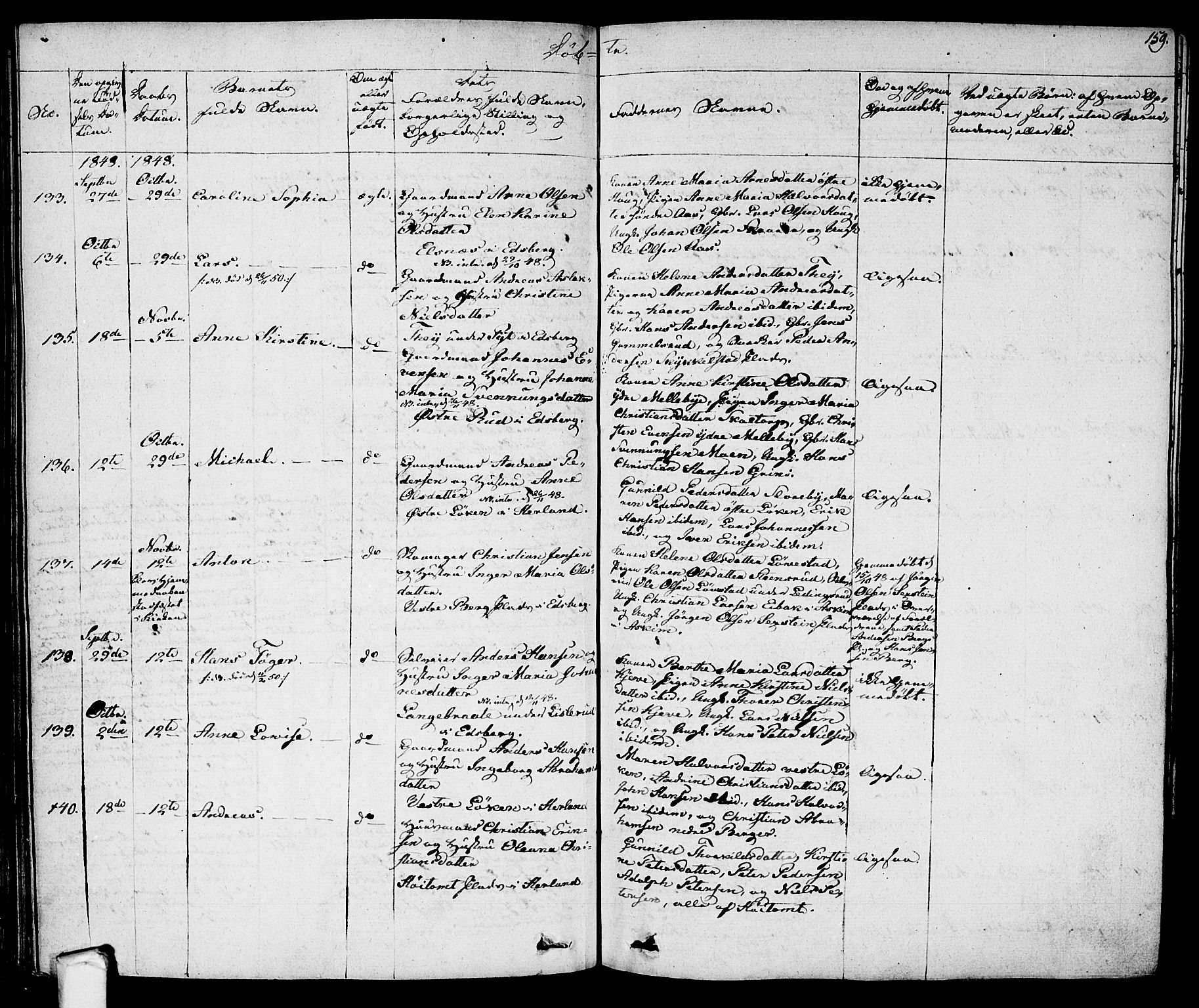 Eidsberg prestekontor Kirkebøker, AV/SAO-A-10905/F/Fa/L0008: Parish register (official) no. I 8, 1832-1848, p. 159