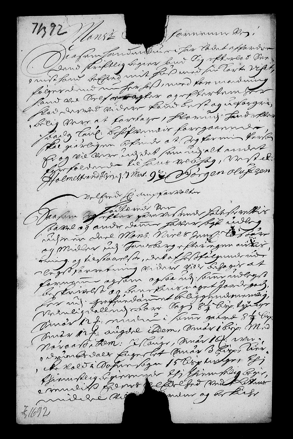 Stattholderembetet 1572-1771, RA/EA-2870/Af/L0004: Avskrifter av vedlegg til originale supplikker, nummerert i samsvar med supplikkbøkene, 1691-1694, p. 311