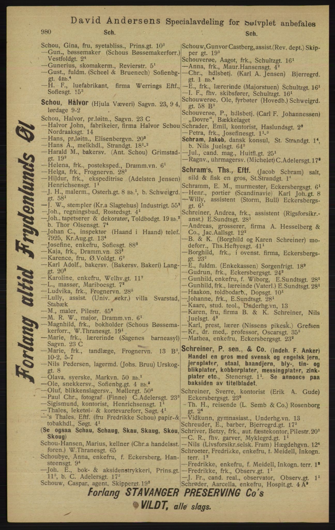 Kristiania/Oslo adressebok, PUBL/-, 1913, p. 992