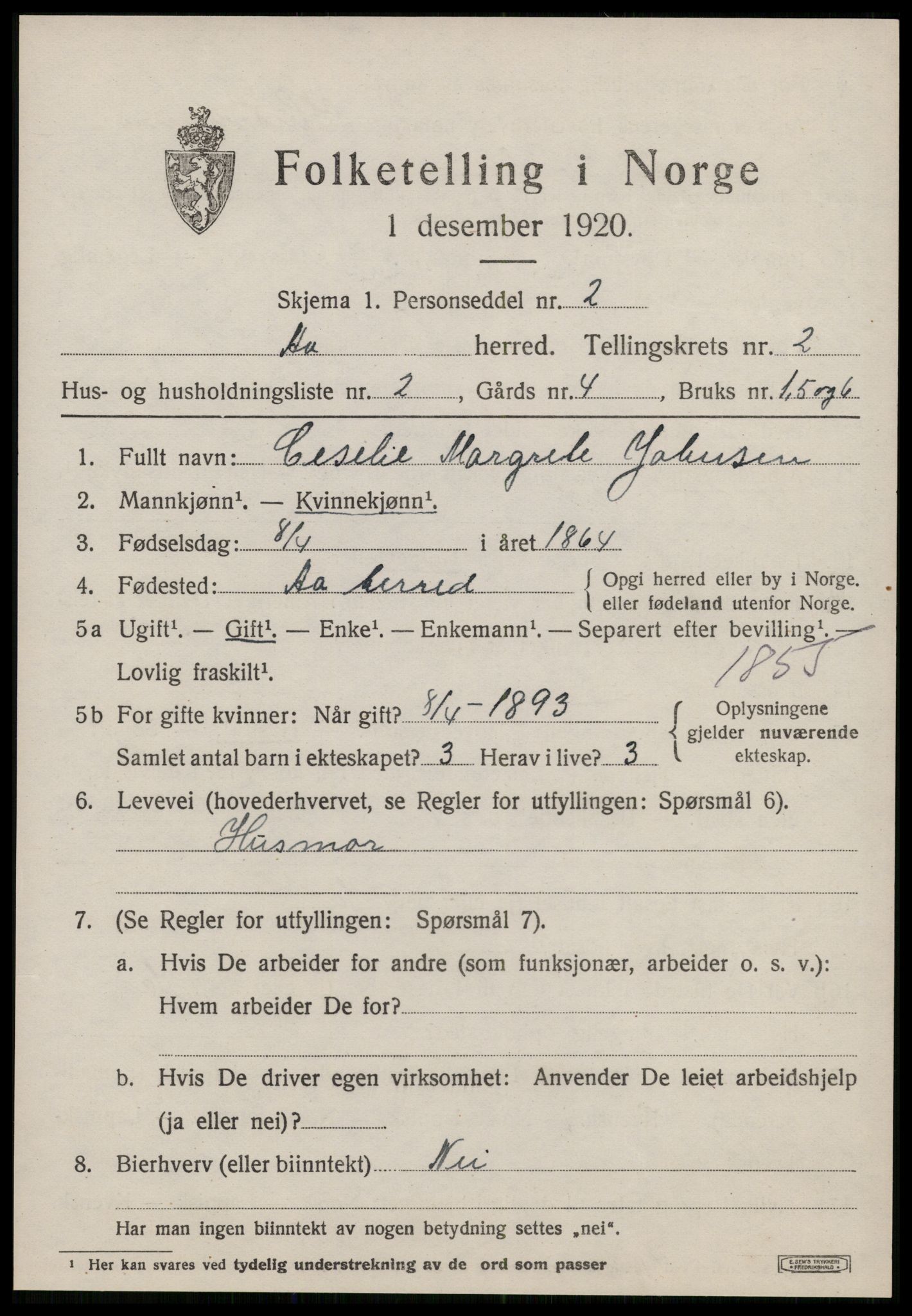 SAT, 1920 census for Å, 1920, p. 1408