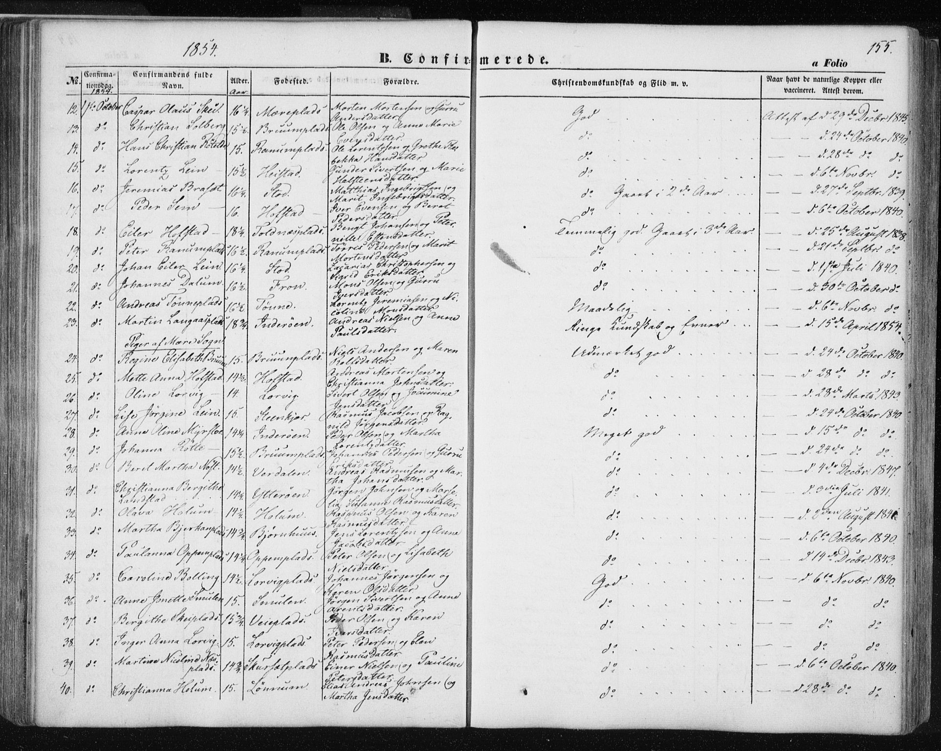 Ministerialprotokoller, klokkerbøker og fødselsregistre - Nord-Trøndelag, AV/SAT-A-1458/735/L0342: Parish register (official) no. 735A07 /1, 1849-1862, p. 155