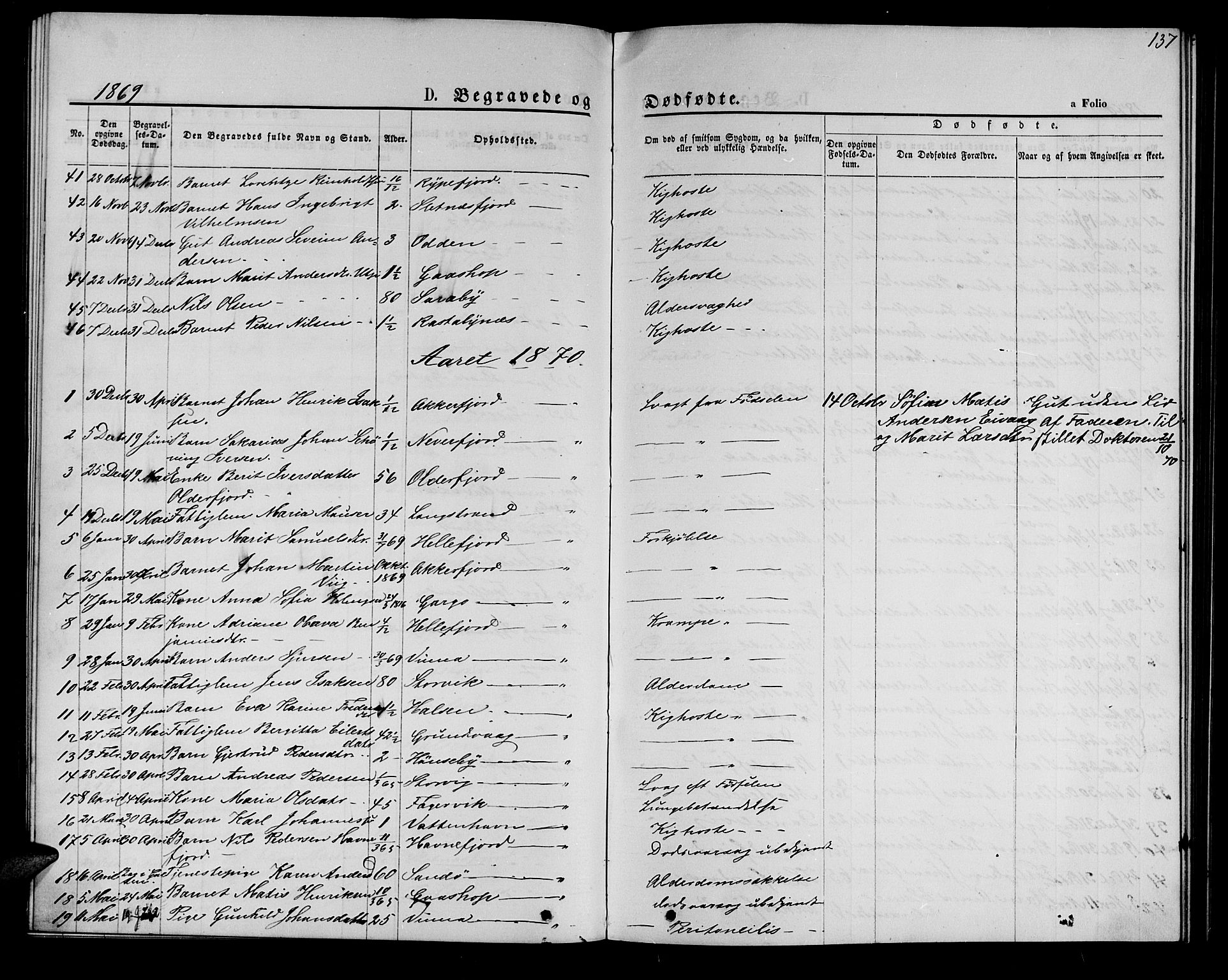 Hammerfest sokneprestkontor, SATØ/S-1347/H/Hb/L0005.klokk: Parish register (copy) no. 5, 1869-1884, p. 137