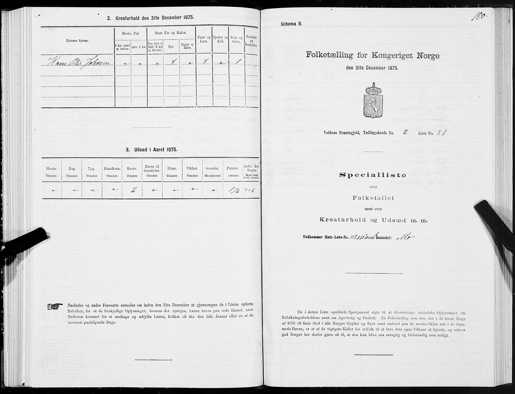 SAT, 1875 census for 1519P Volda, 1875, p. 2180