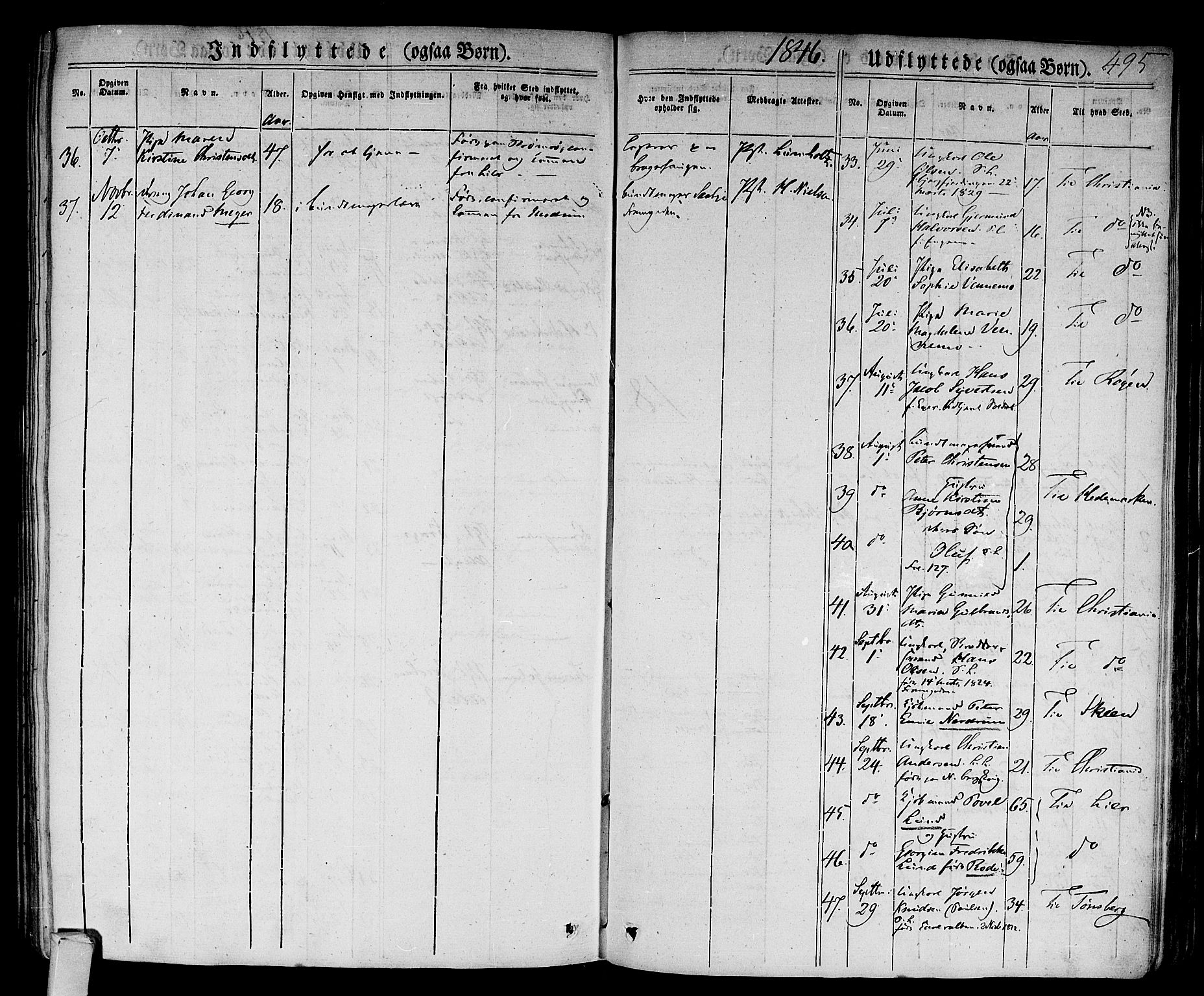 Bragernes kirkebøker, AV/SAKO-A-6/F/Fb/L0001: Parish register (official) no. II 1, 1830-1847, p. 495