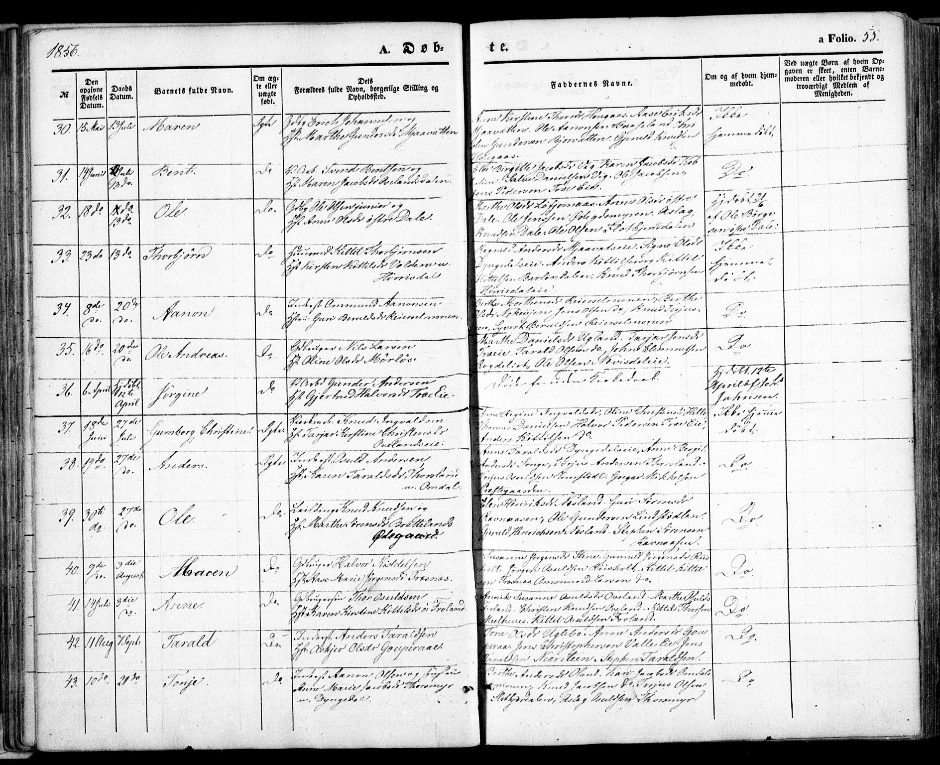 Froland sokneprestkontor, AV/SAK-1111-0013/F/Fa/L0002: Parish register (official) no. A 2, 1845-1863, p. 55