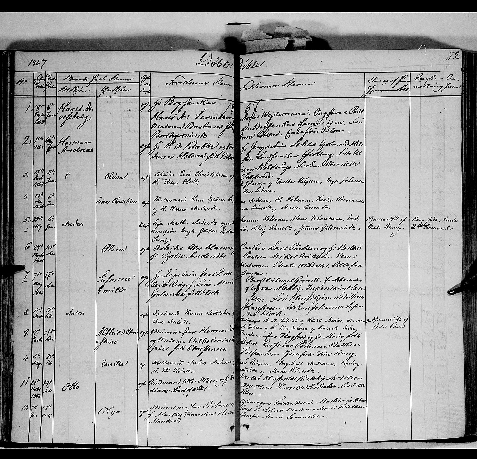 Vang prestekontor, Hedmark, SAH/PREST-008/H/Ha/Haa/L0011: Parish register (official) no. 11, 1852-1877, p. 72