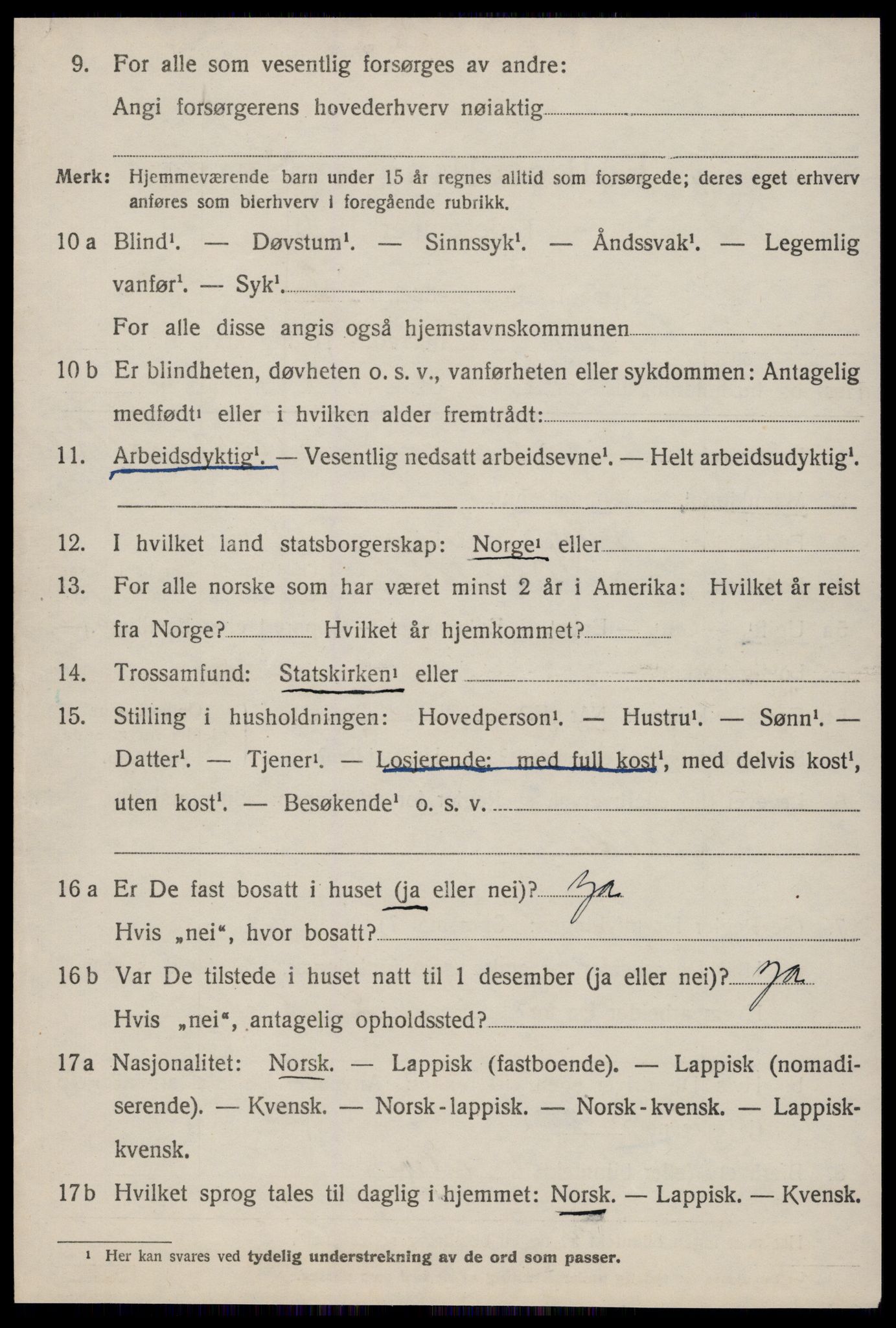 SAT, 1920 census for Orkanger, 1920, p. 3484