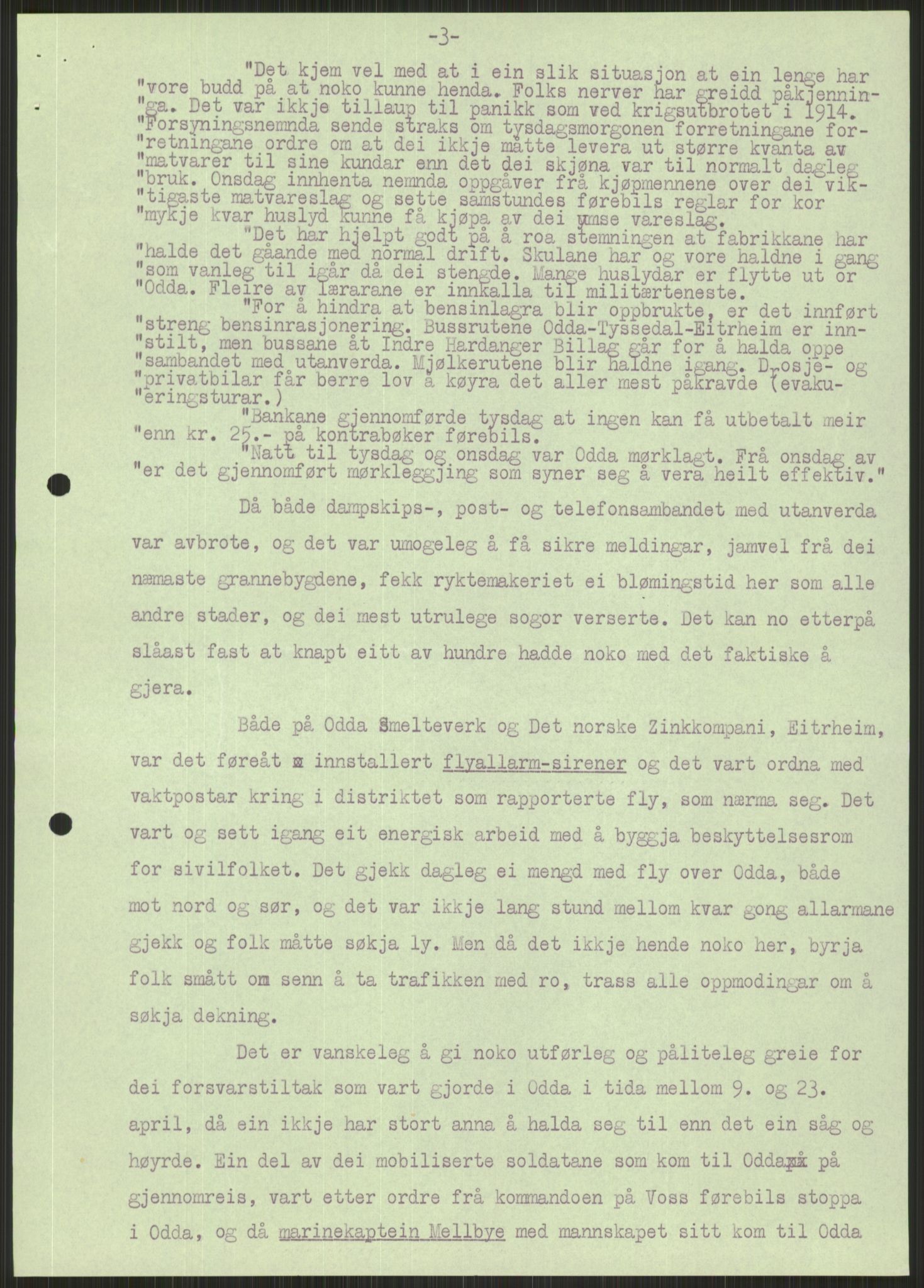 Forsvaret, Forsvarets krigshistoriske avdeling, AV/RA-RAFA-2017/Y/Ya/L0015: II-C-11-31 - Fylkesmenn.  Rapporter om krigsbegivenhetene 1940., 1940, p. 388