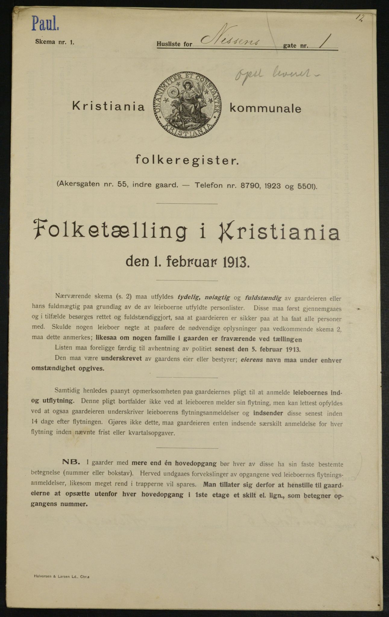 OBA, Municipal Census 1913 for Kristiania, 1913, p. 71131