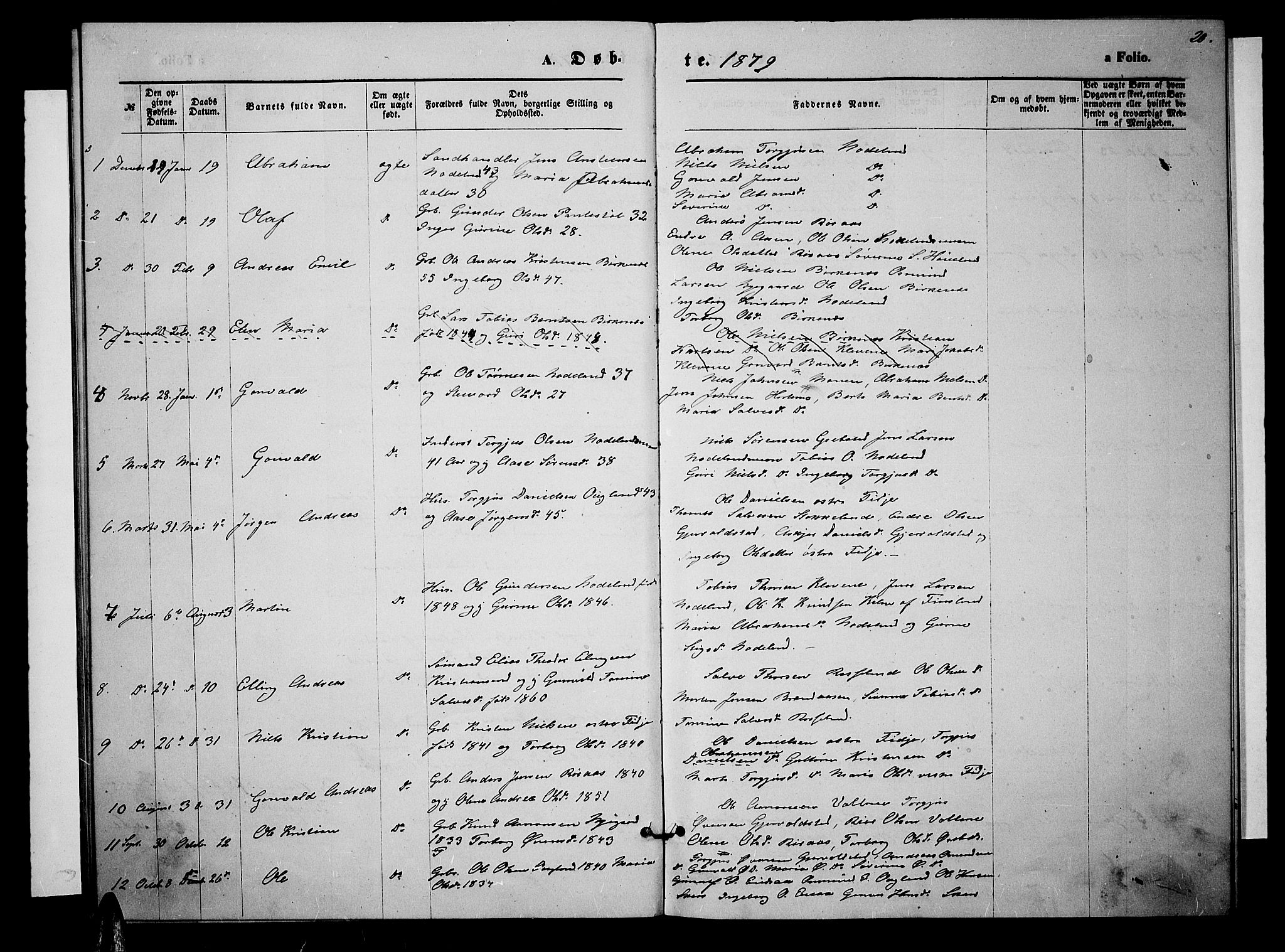 Søgne sokneprestkontor, SAK/1111-0037/F/Fb/Fba/L0003: Parish register (copy) no. B 3, 1874-1887, p. 20
