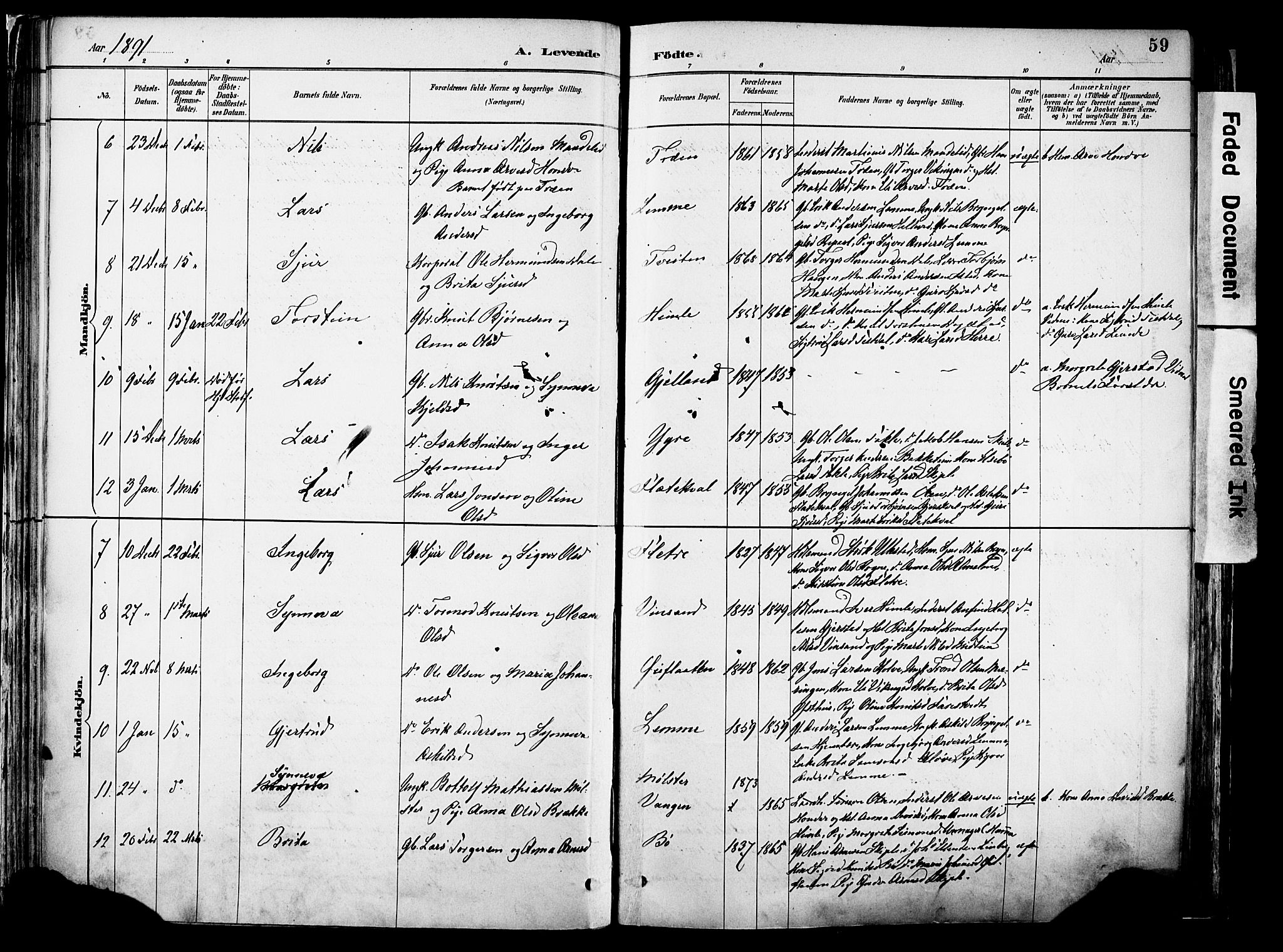 Voss sokneprestembete, SAB/A-79001/H/Haa: Parish register (official) no. A 21, 1887-1903, p. 59